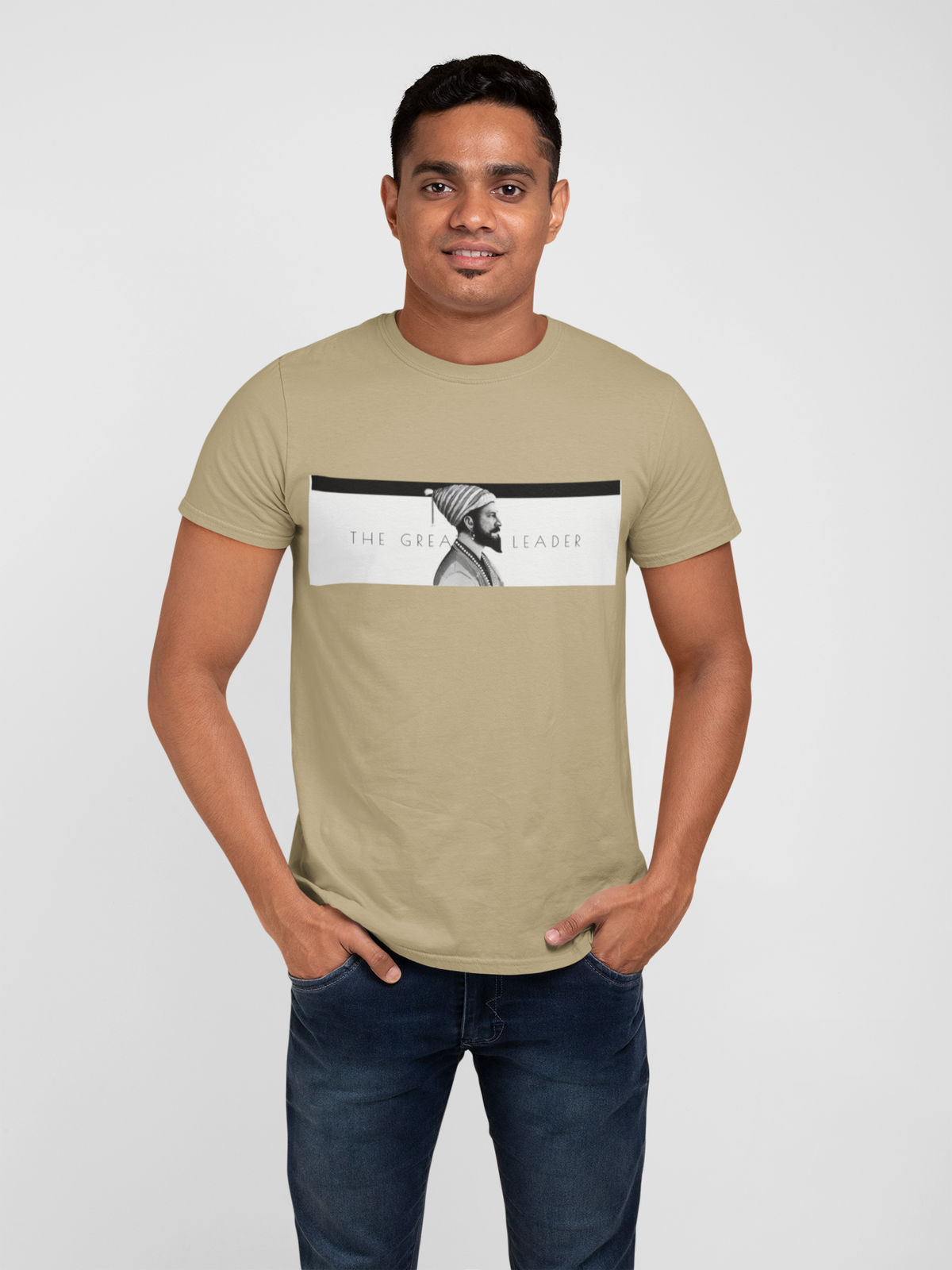 Graphic T-Shirt for Men | Premium Cotton | The Great Leader - Shivaji Print | Regular Fit