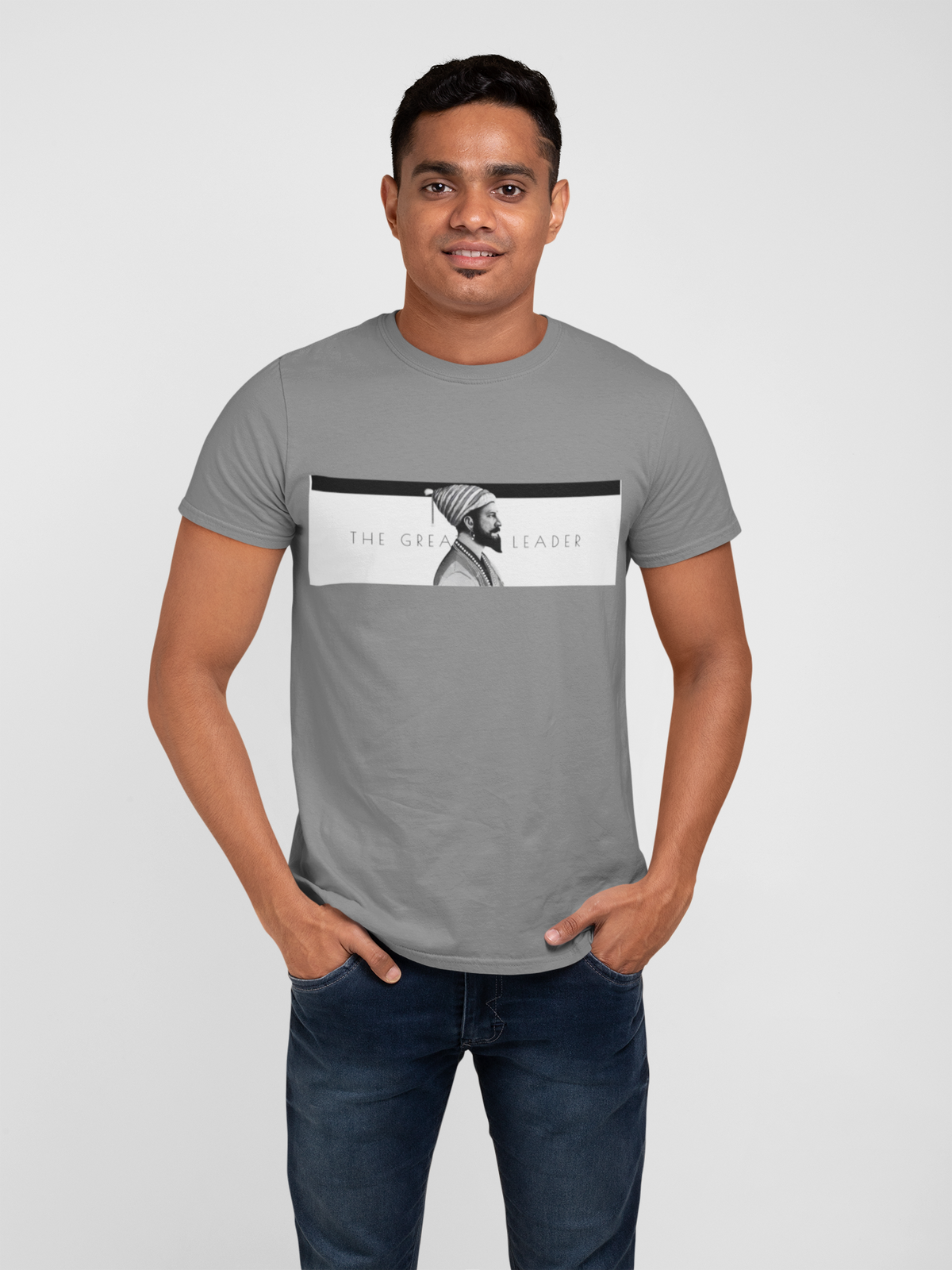Graphic T-Shirt for Men | Premium Cotton | The Great Leader - Shivaji Print | Regular Fit