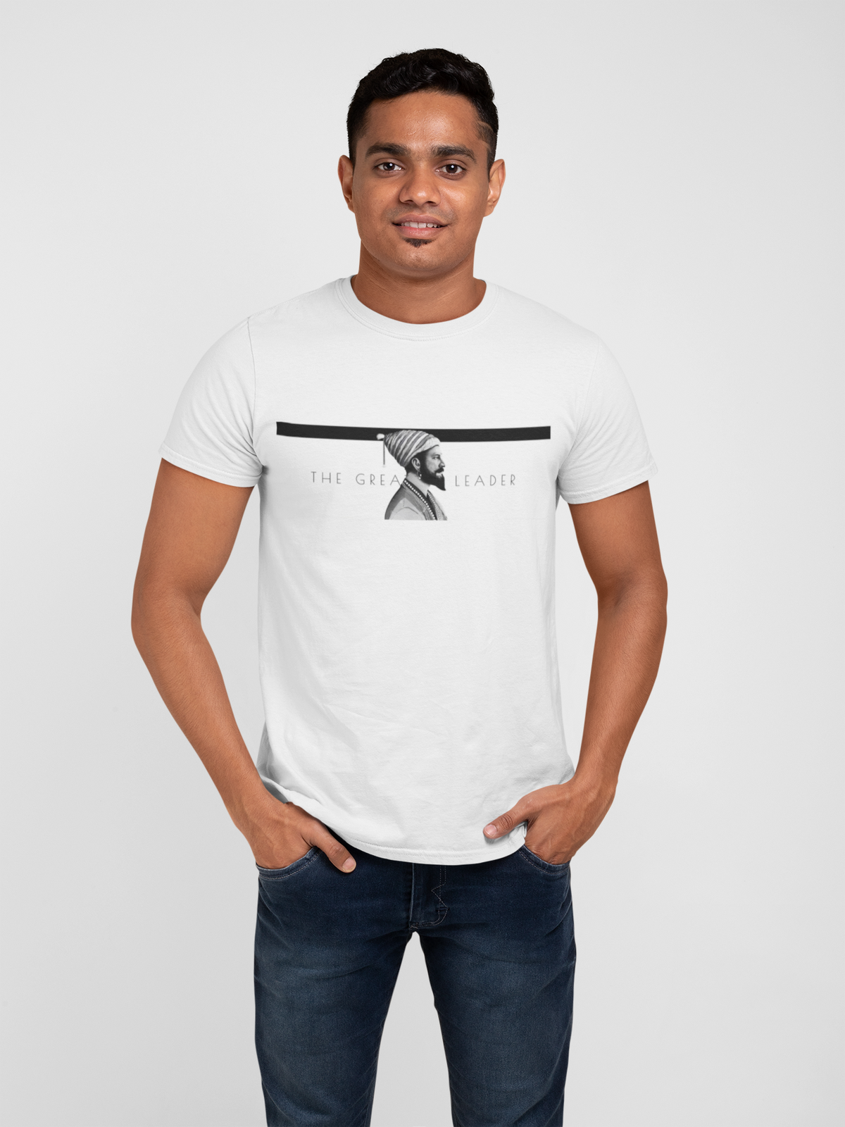 Graphic T-Shirt for Men | Premium Cotton | The Great Leader - Shivaji Print | Regular Fit