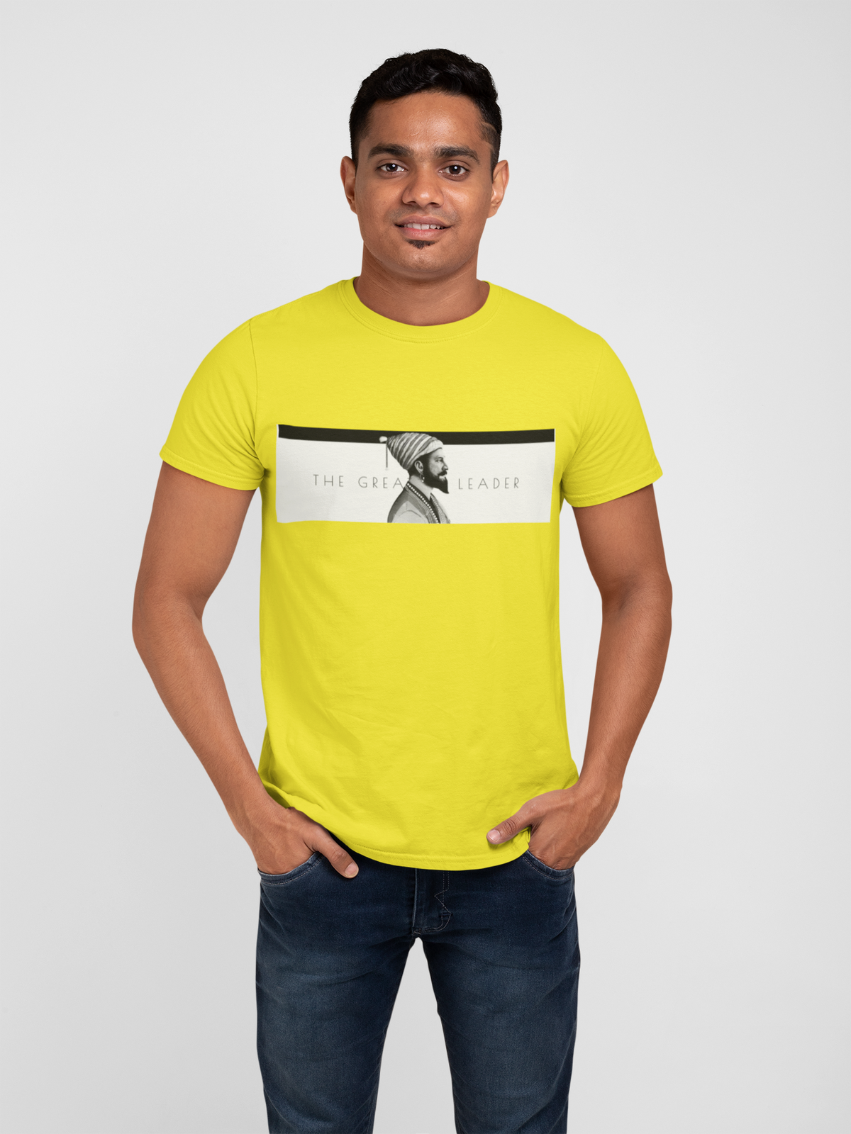 Graphic T-Shirt for Men | Premium Cotton | The Great Leader - Shivaji Print | Regular Fit