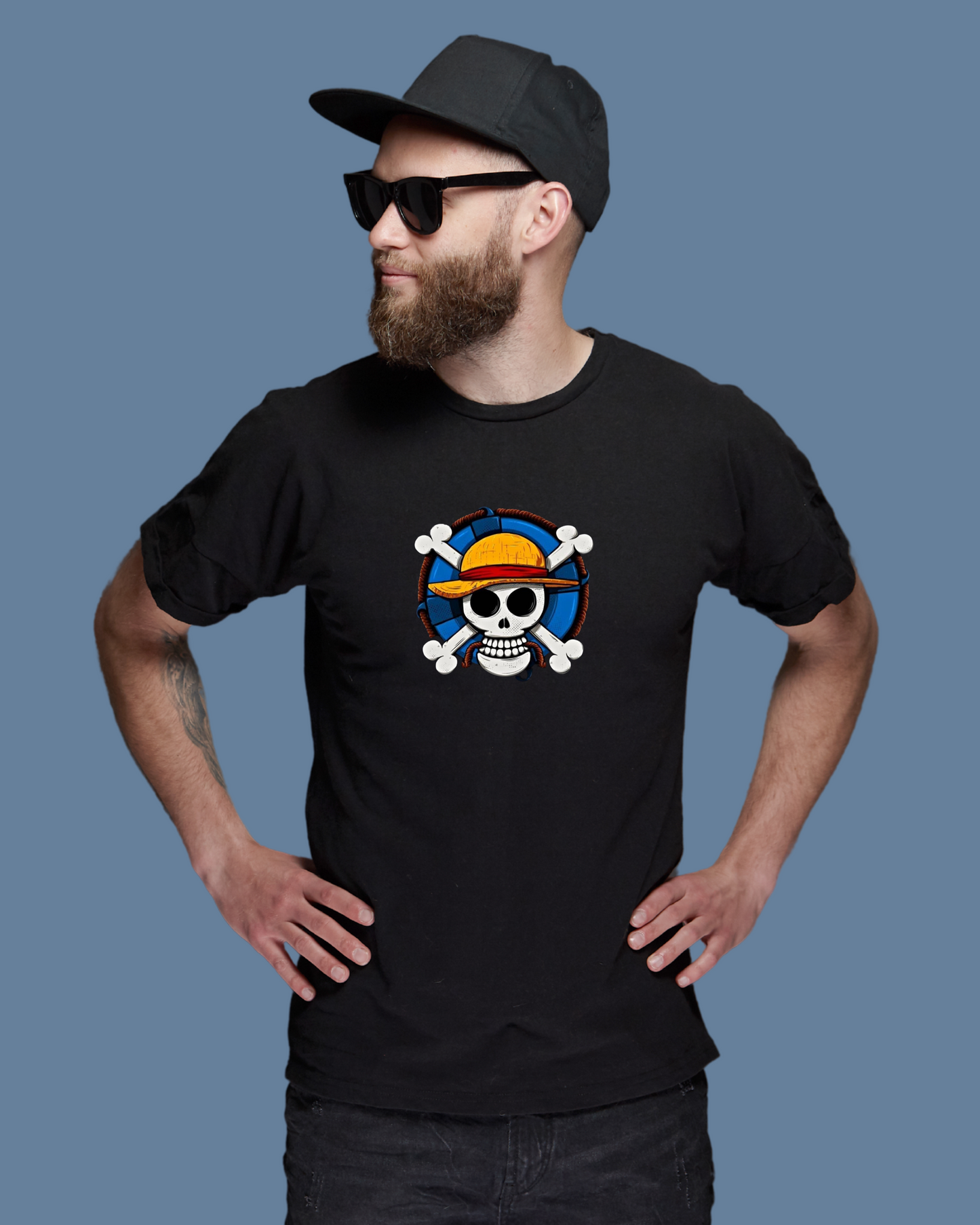 Premium Cotton Black Graphic T-Shirt - Anime One Piece Logo - Emonke Store