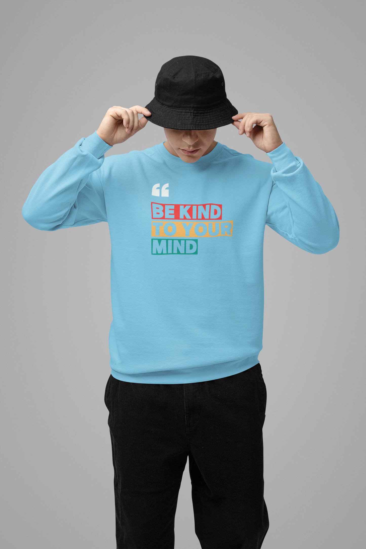 Emonke 350 GSM Oversized Skyblue Graphic Sweatshirt for Men - Quote - Emonke Store
