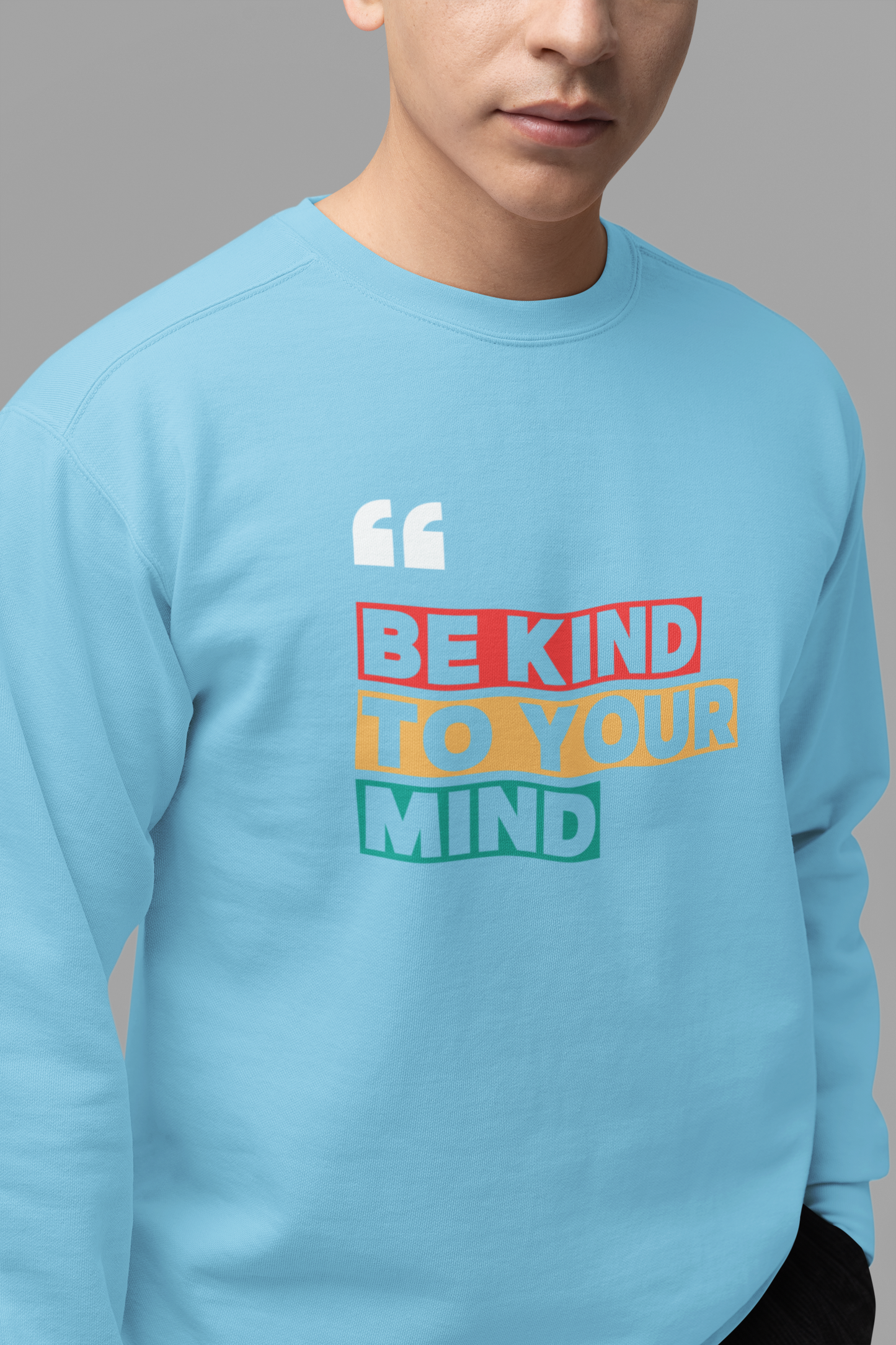 Emonke 350 GSM Oversized Skyblue Graphic Sweatshirt for Men - Quote - Emonke Store