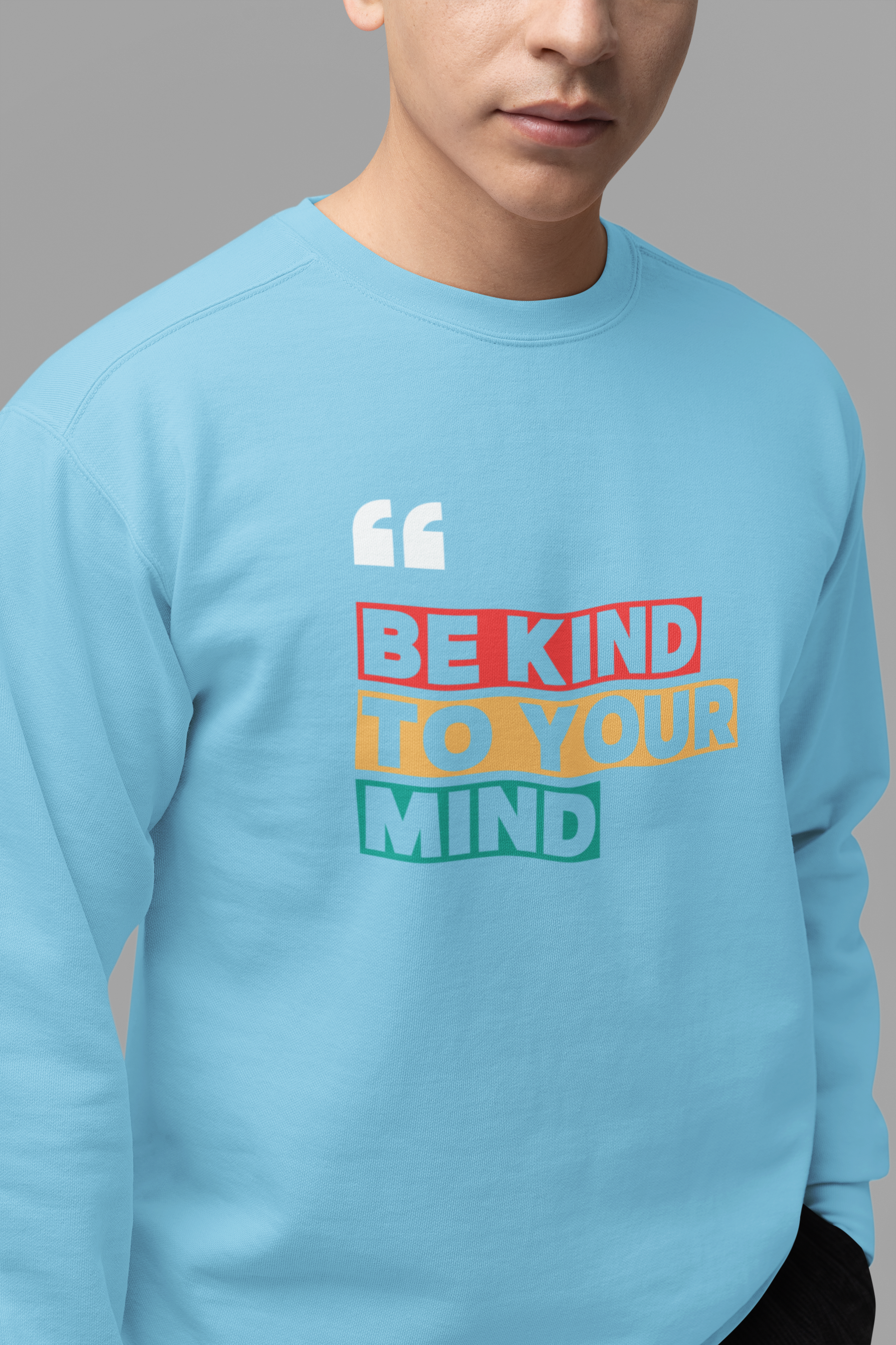 Emonke 350 GSM Oversized Skyblue Graphic Sweatshirt for Men - Quote - Emonke Store