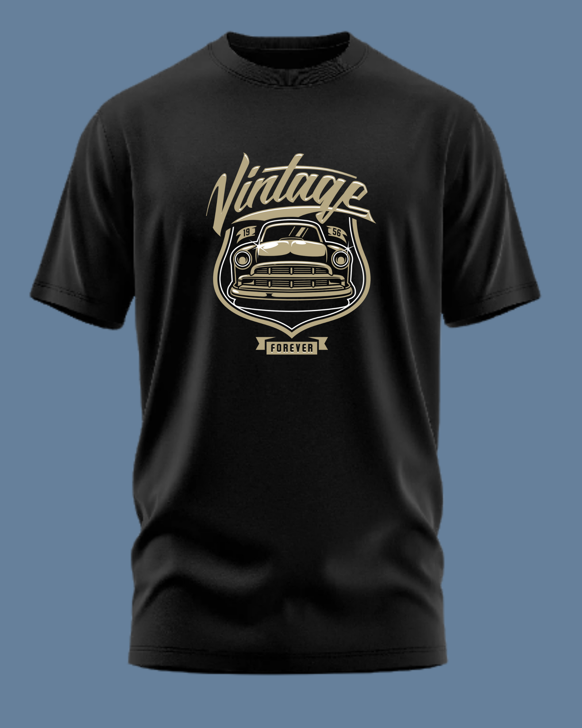 Premium Cotton Black Graphic T-Shirt for Men - Vintage Car - Emonke Store