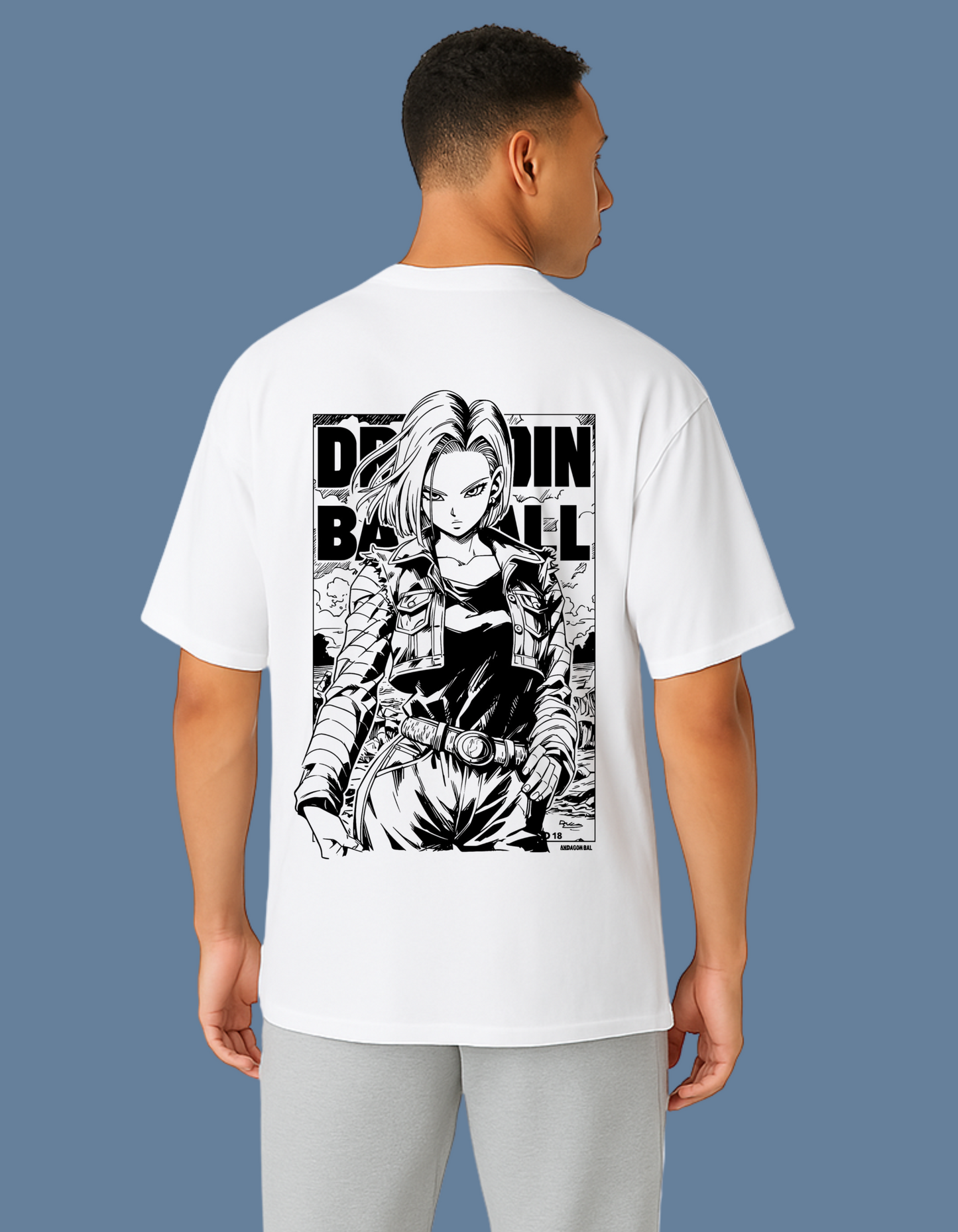 Emonke Oversized White Graphic T-Shirt for Men – DBZ - Android 18 - Emonke Store