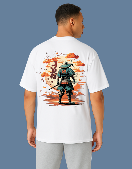 Emonke Oversized White Graphic T-Shirt for Men – Samurai - Emonke Store