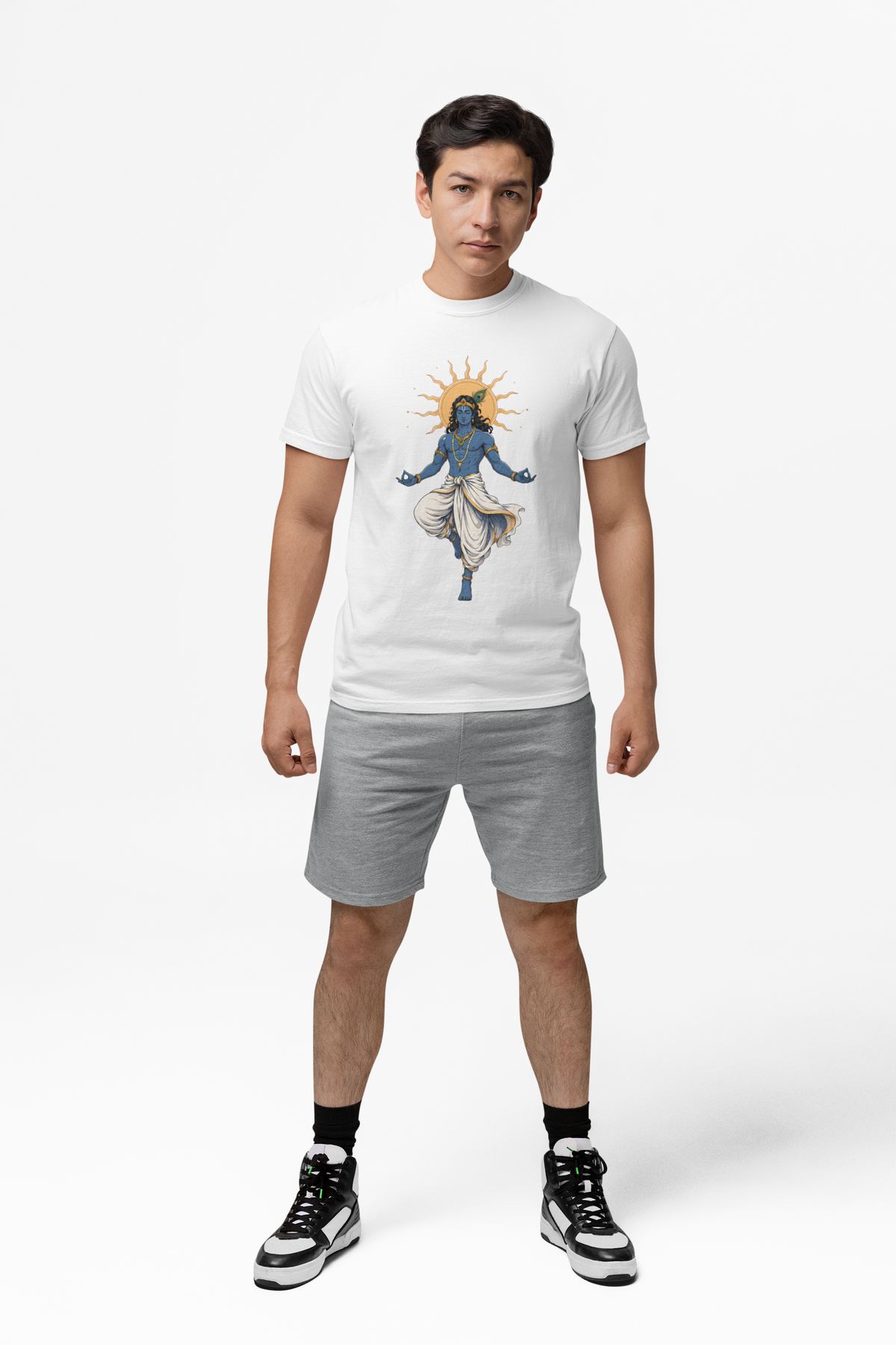 Graphic T-Shirt for Men | Premium Cotton | Divine Krishna Print | Regular Fit