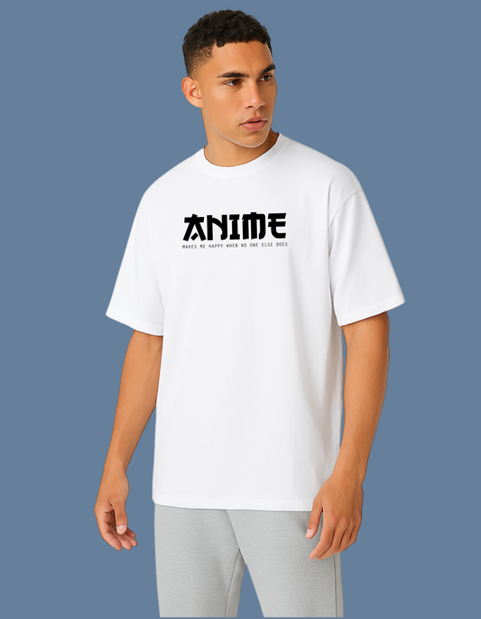 Emonke Oversized White Graphic T-Shirt for Men – Anime - Emonke Store