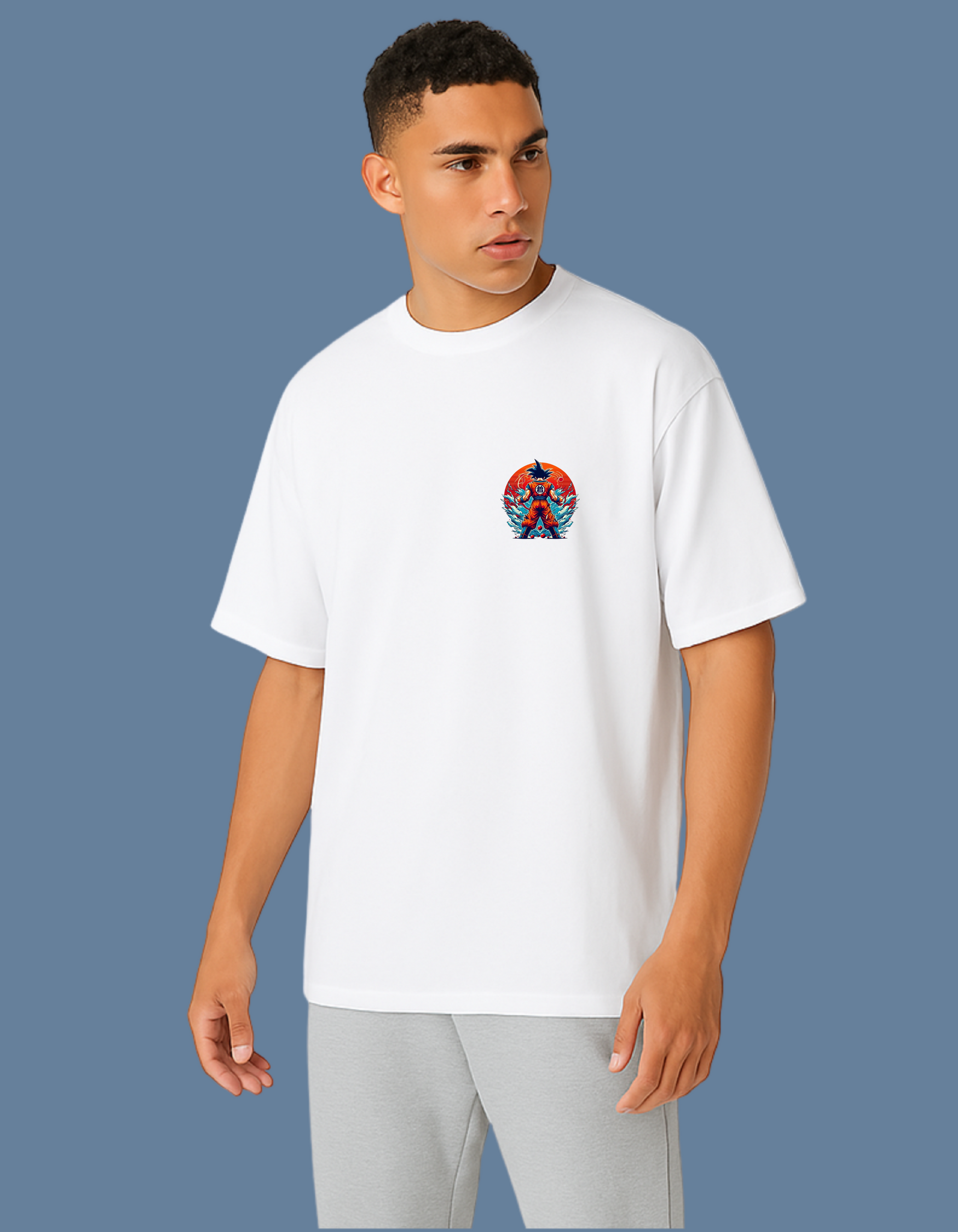Emonke Oversized White Graphic T-Shirt for Men – DBZ - GOKU. - Emonke Store