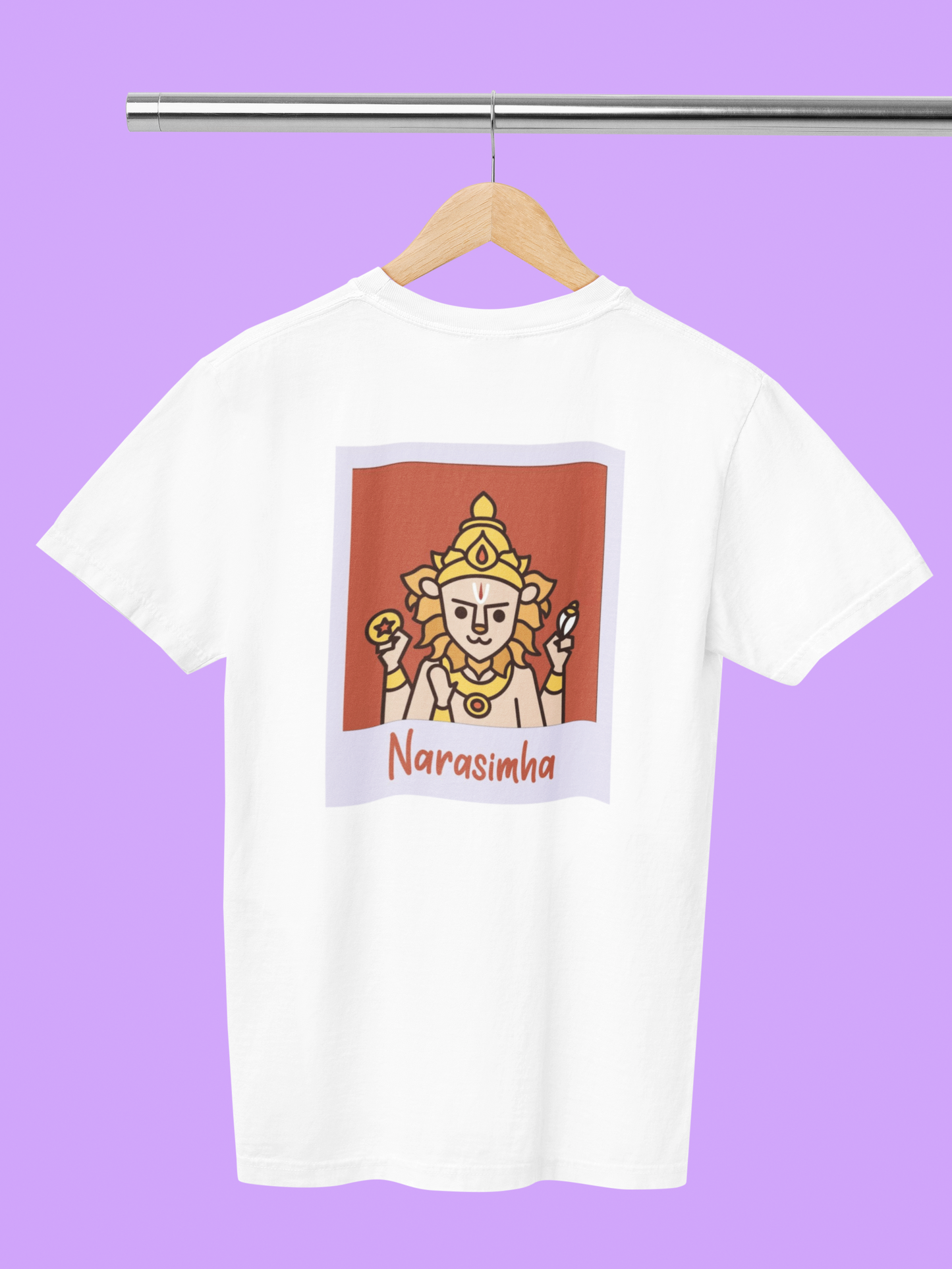 Premium Cotton White Graphic T-Shirt - Narasimha