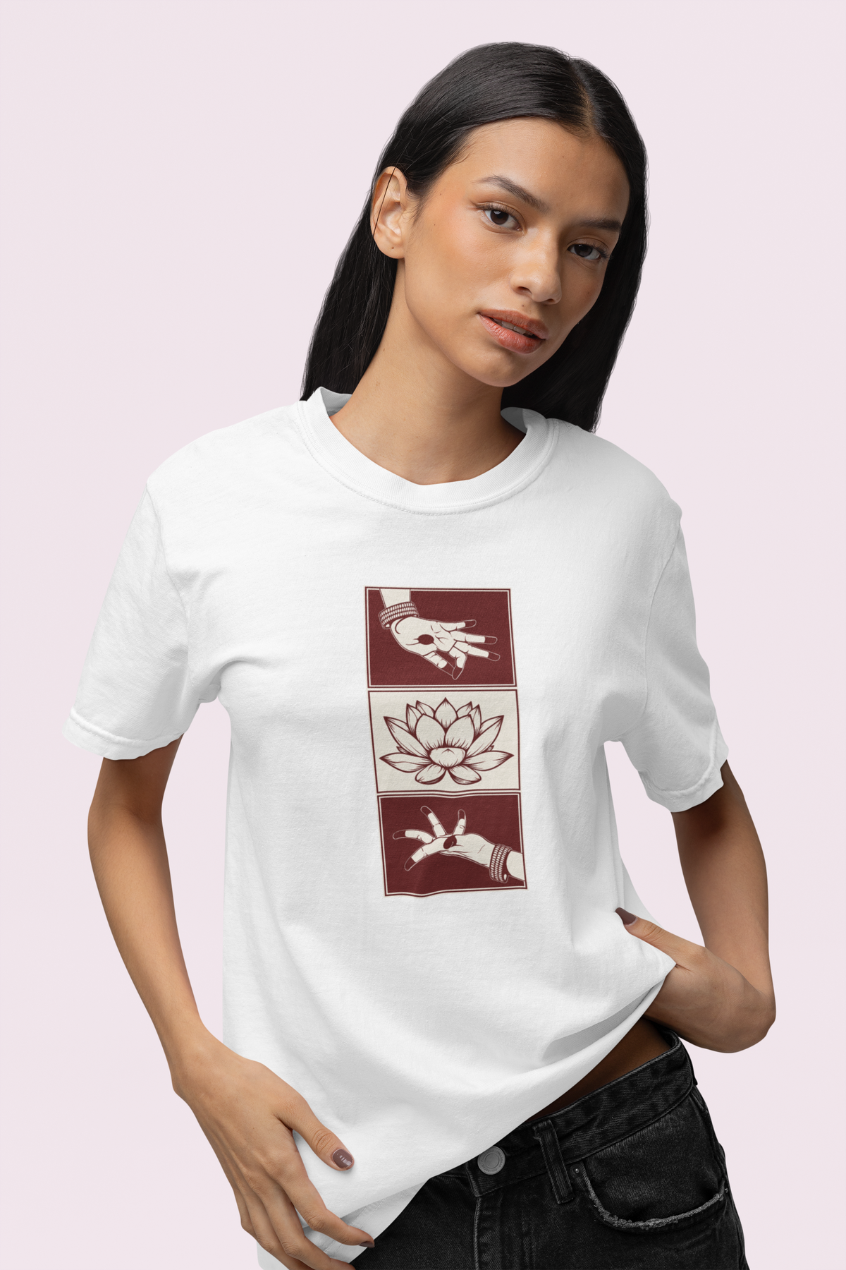 Graphic T-Shirt for Women | Premium Cotton | Mudra Print | Regular Fit