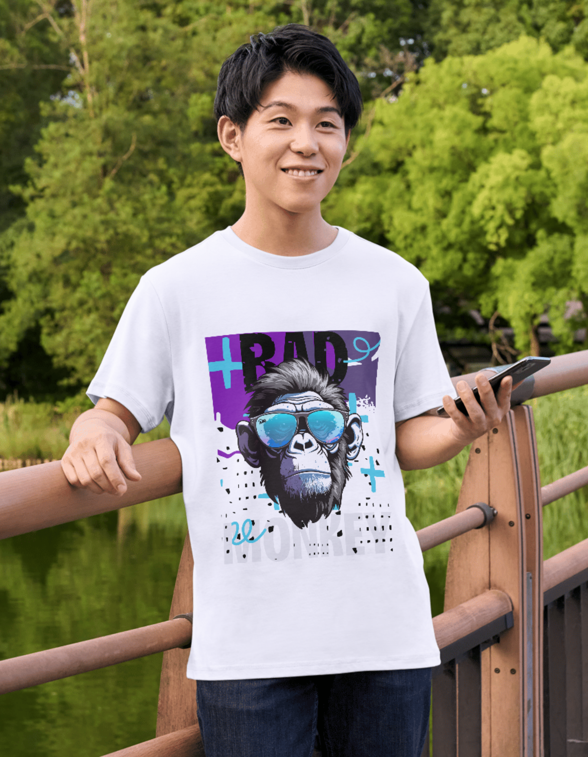 Premium Cotton White Graphic T-Shirt for Men - Bad Monkey - Emonke Store