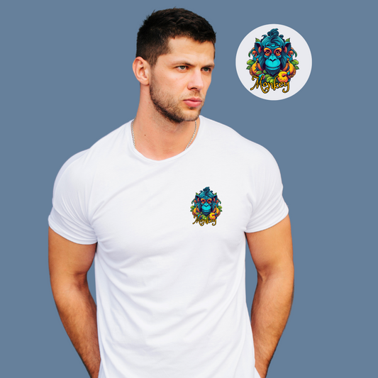 Premium Cotton White Graphic T-Shirt for Men - Monkey - Emonke Store