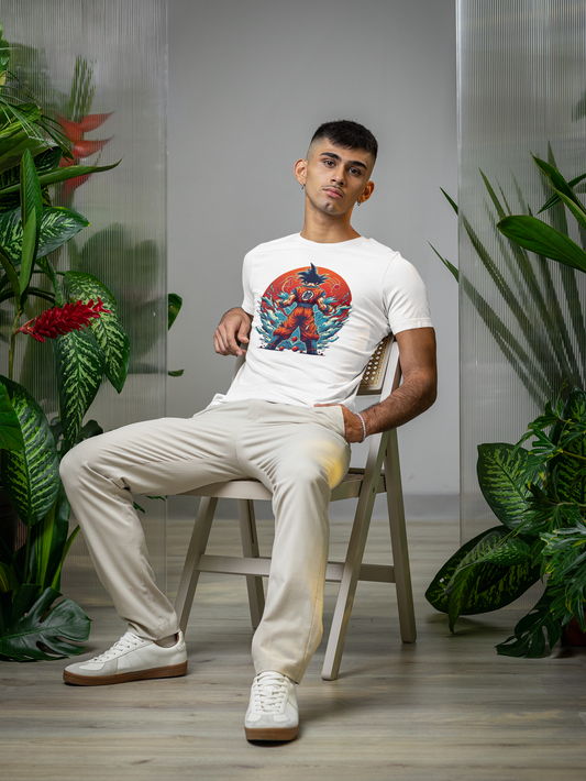 Premium Cotton White Graphic T-Shirt for Men - Dragon Ball Z - Goku
