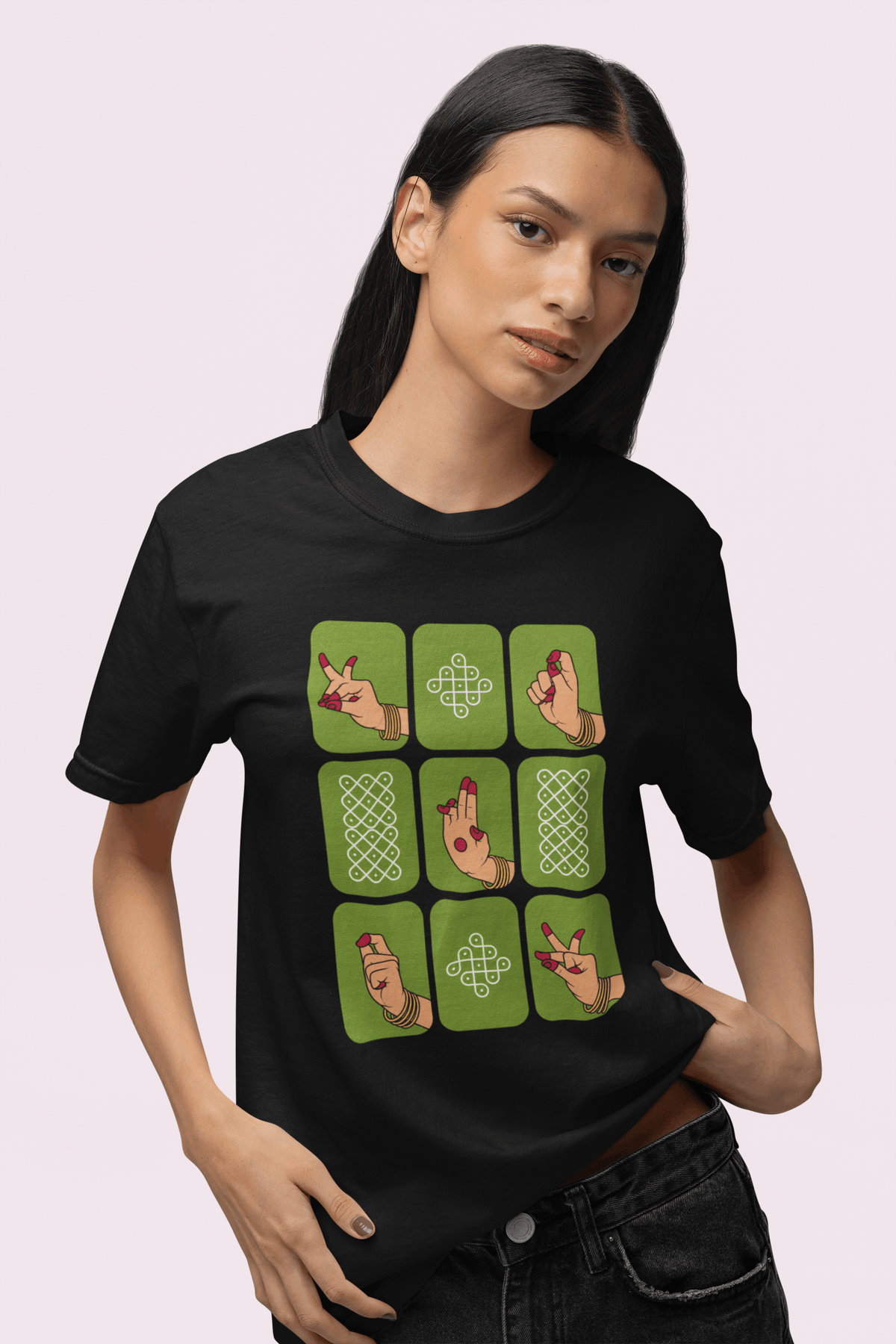 Graphic T-Shirt for Women | Premium Cotton | Dance Mudra Print | Regular Fit