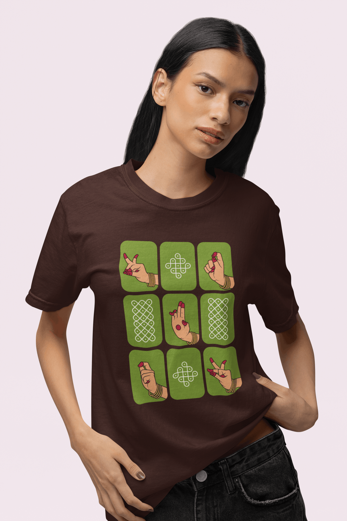 Graphic T-Shirt for Women | Premium Cotton | Dance Mudra Print | Regular Fit