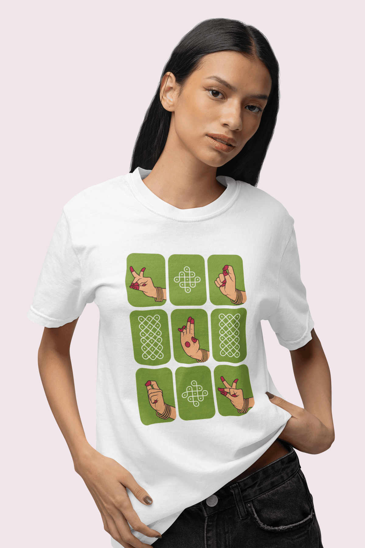 Graphic T-Shirt for Women | Premium Cotton | Dance Mudra Print | Regular Fit