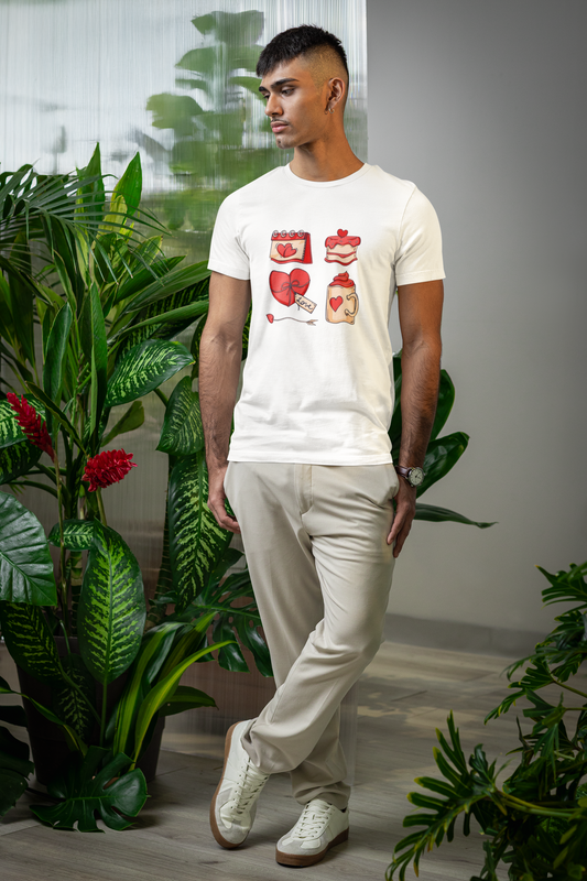 Premium Cotton White Graphic T-Shirt for Men - Love Square