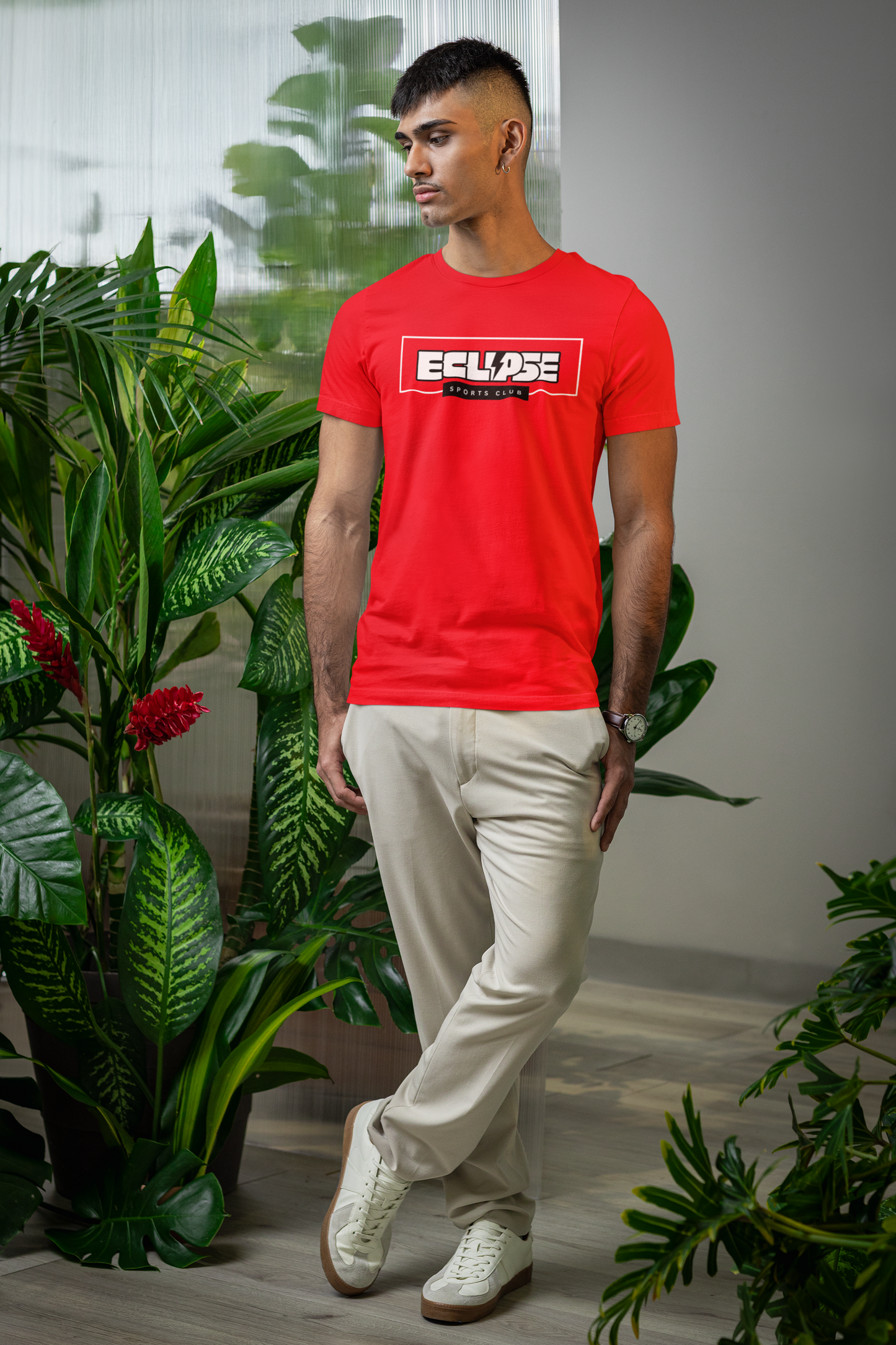 Red Graphic T-Shirt for Men | Premium Cotton | Sports Club Print | Regular Fit - Emonke Store