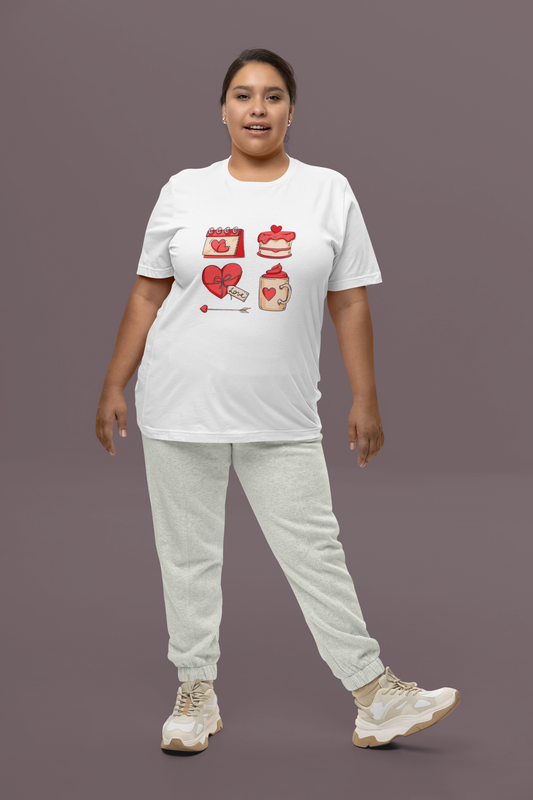 Premium Cotton White Graphic T-Shirt for Women - Love Square (Oversize)