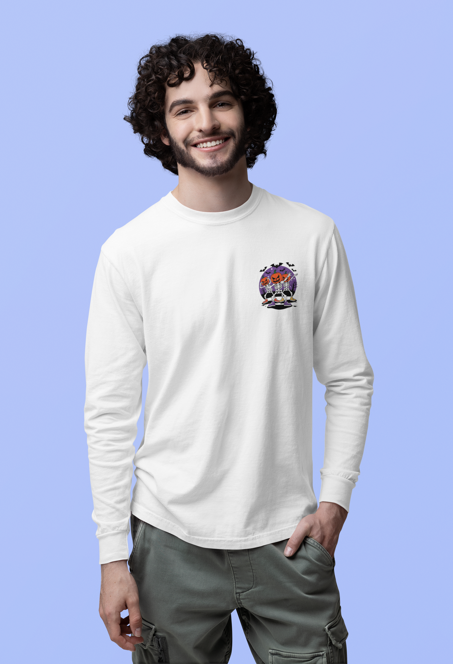 Emonke 350 GSM Oversized White Graphic Sweatshirt for Men - Halloween