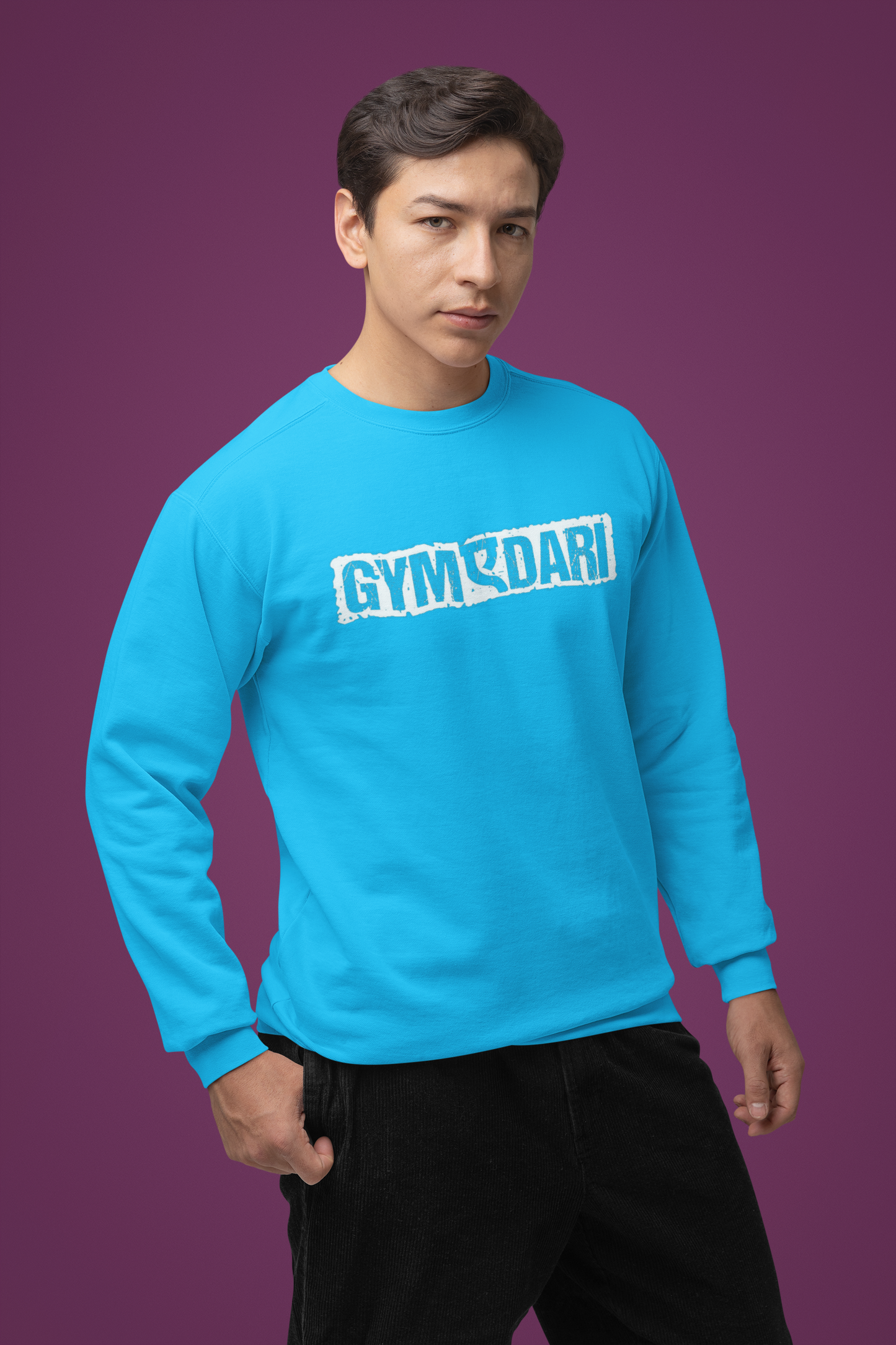Emonke 350 GSM Oversized Skyblue Graphic Sweatshirt for Men - GYMEDARI