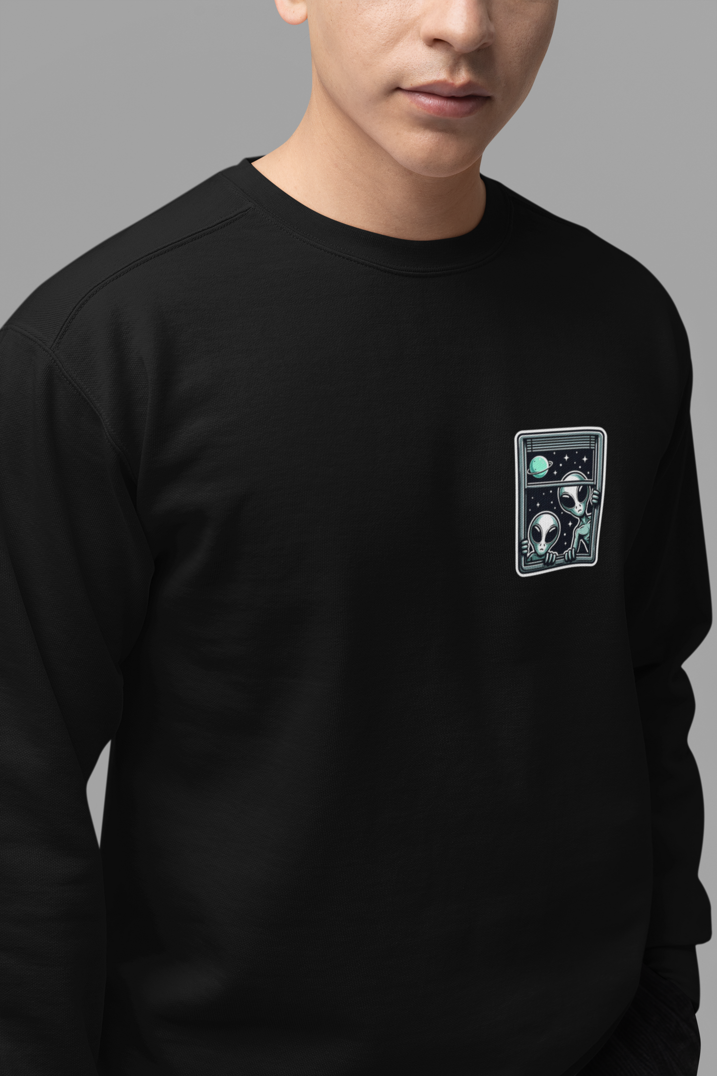 Emonke 350 GSM Oversized Black Graphic Sweatshirt for Men - Alien - Emonke Store