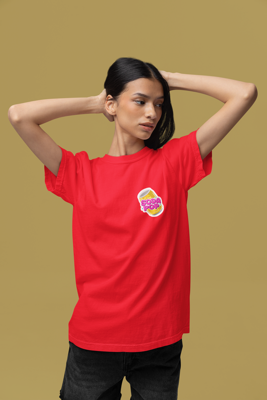 Premium Cotton Red Graphic T-Shirt for Women - Soda Pop