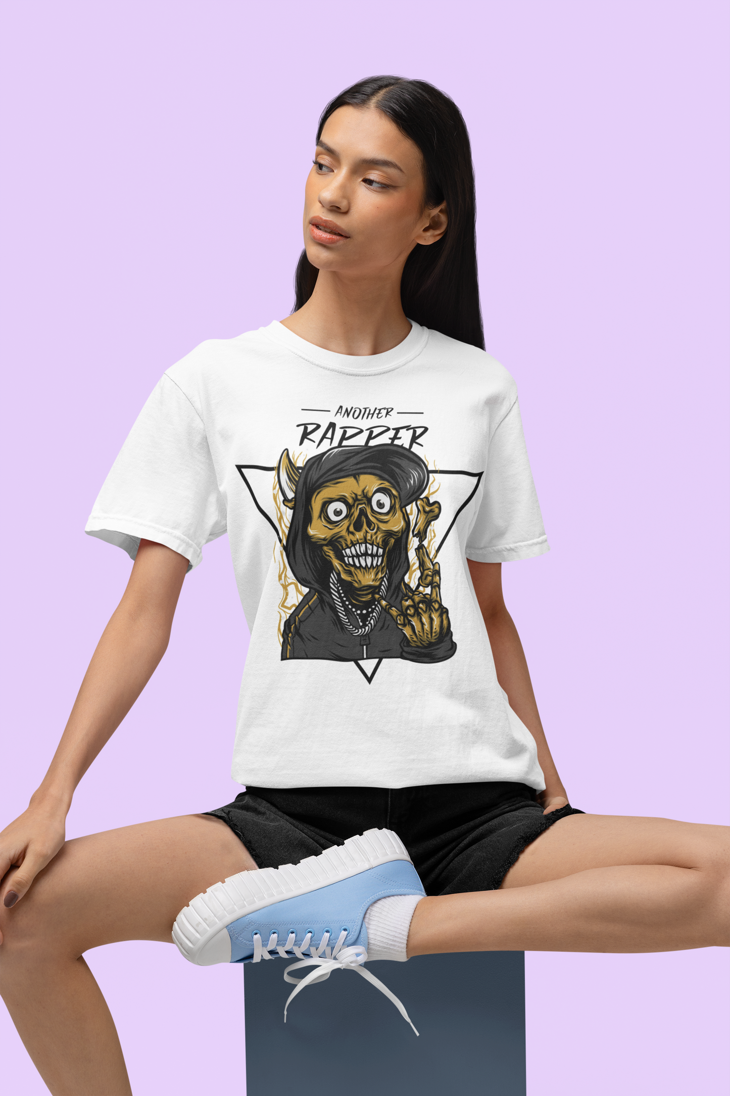 Premium Cotton White Graphic T-Shirt for Women - Rapper - Emonke Store