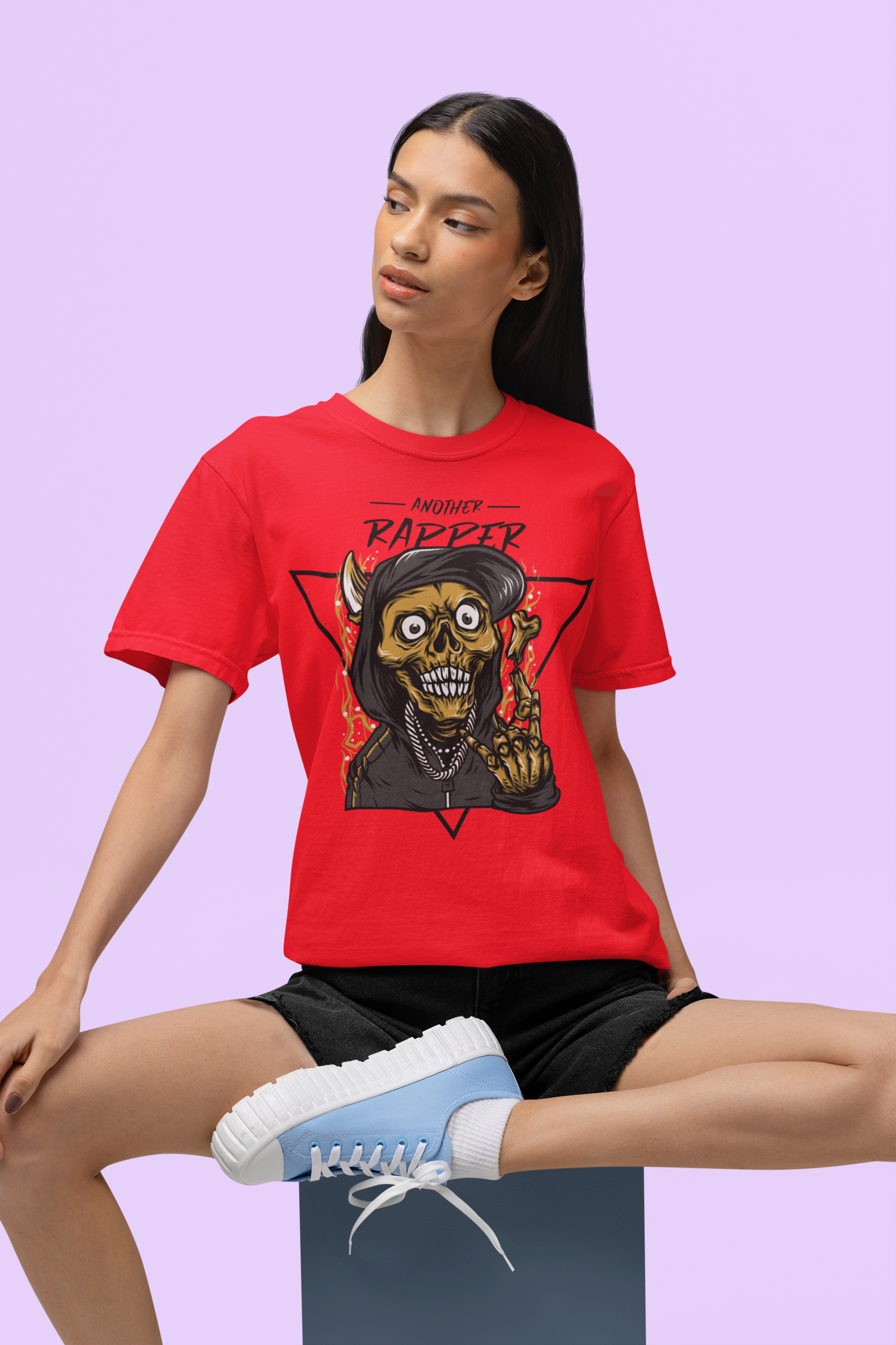 Premium Cotton Red Graphic T-Shirt for Women - Rapper - Emonke Store