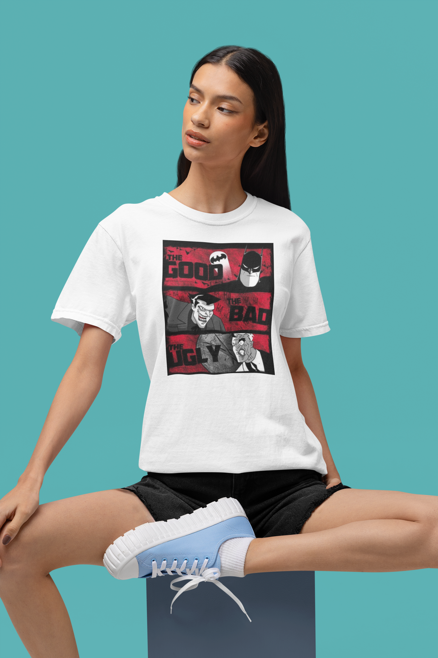 Premium Cotton White Graphic T-Shirt for Women - Batman - Emonke Store