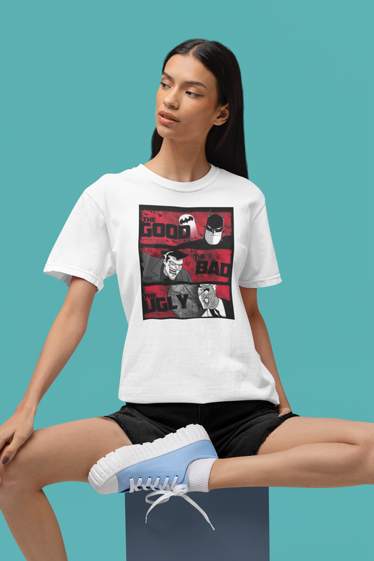 Premium Cotton White Graphic T-Shirt for Women - Batman - Emonke Store