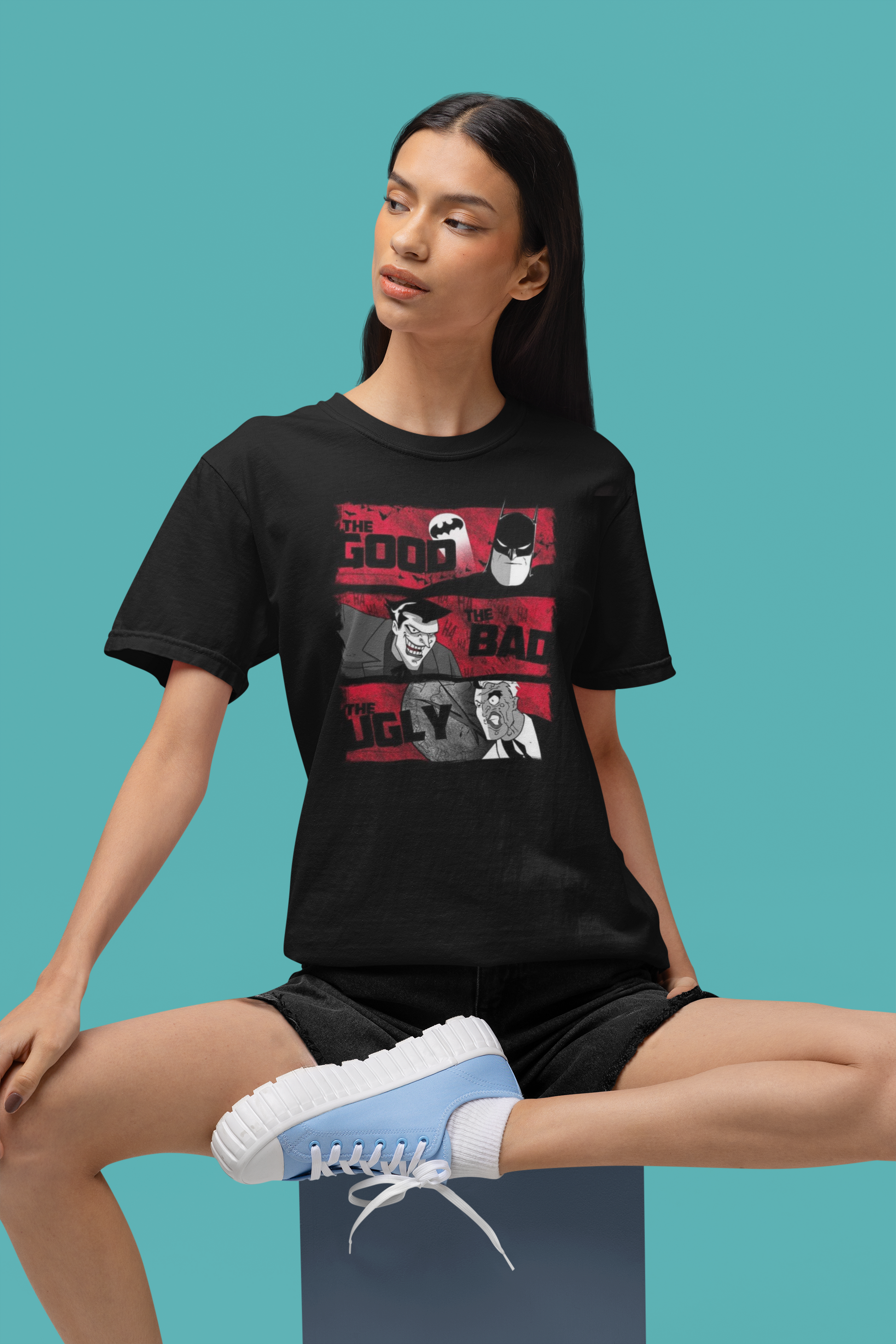 Premium Cotton Black Graphic T-Shirt for Women - Batman - Emonke Store