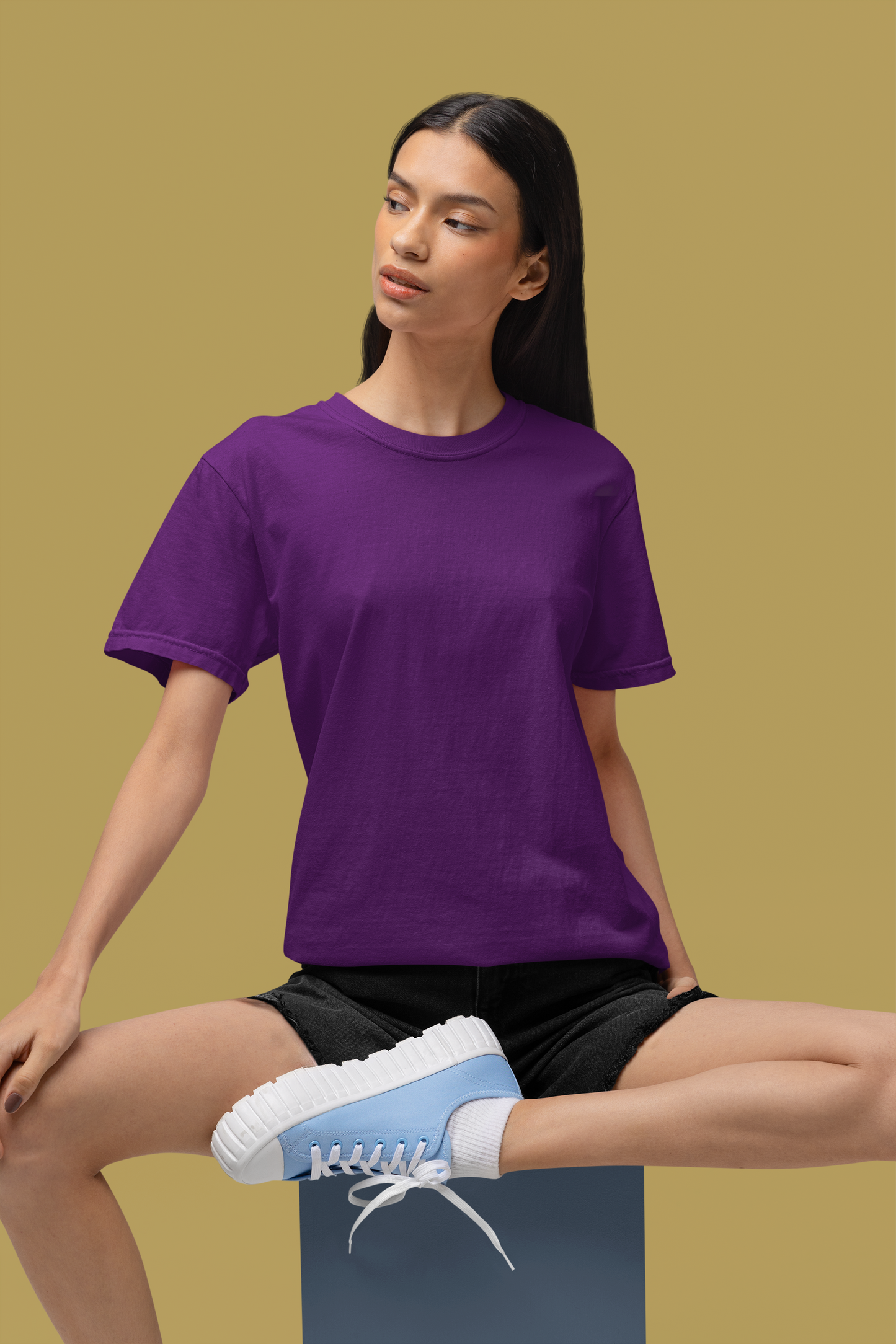 Premium Cotton Dark Purple T-Shirt | Women - Emonke Store