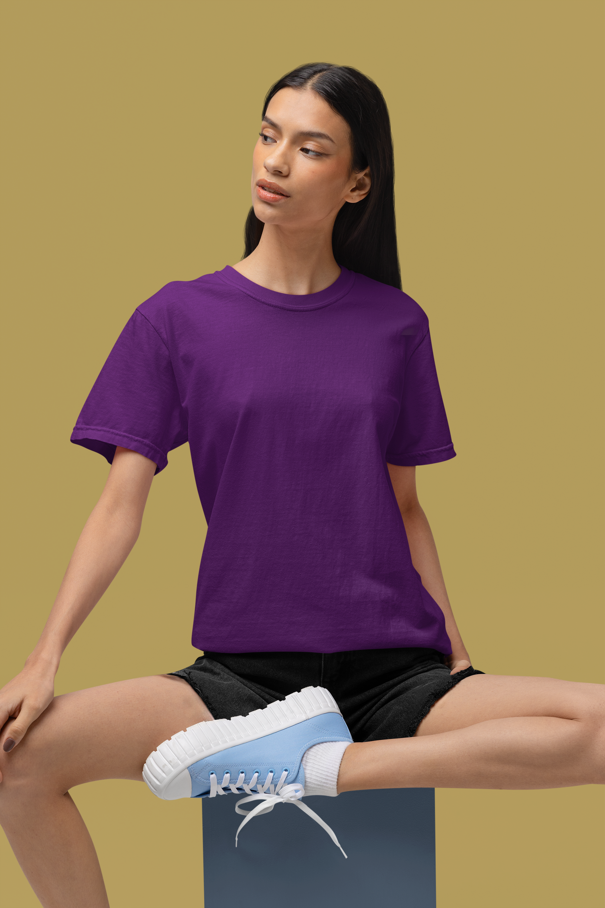 Premium Cotton Dark Purple T-Shirt | Women - Emonke Store