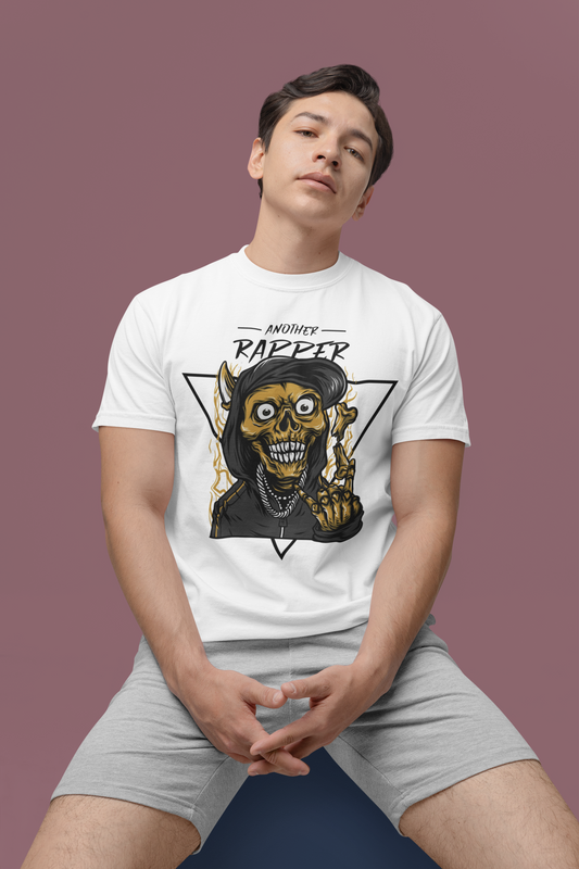 Premium Cotton White Graphic T-Shirt for Men - Rapper