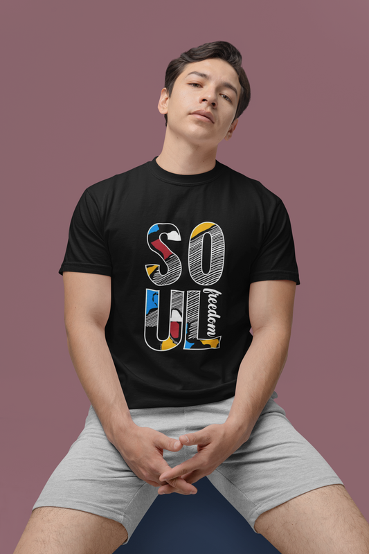 Premium Cotton Black Graphic T-Shirt for Men - SOUL FREEDOM