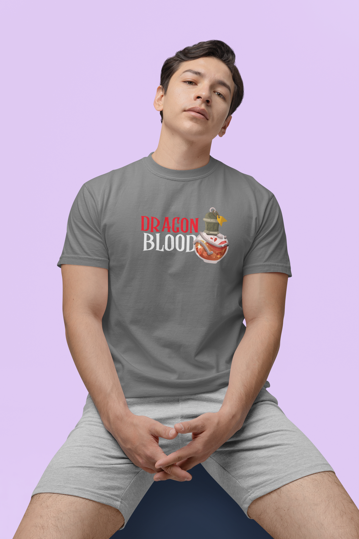 Premium Cotton Grey Graphic T-Shirt for Men - Dragon Blood - Emonke Store
