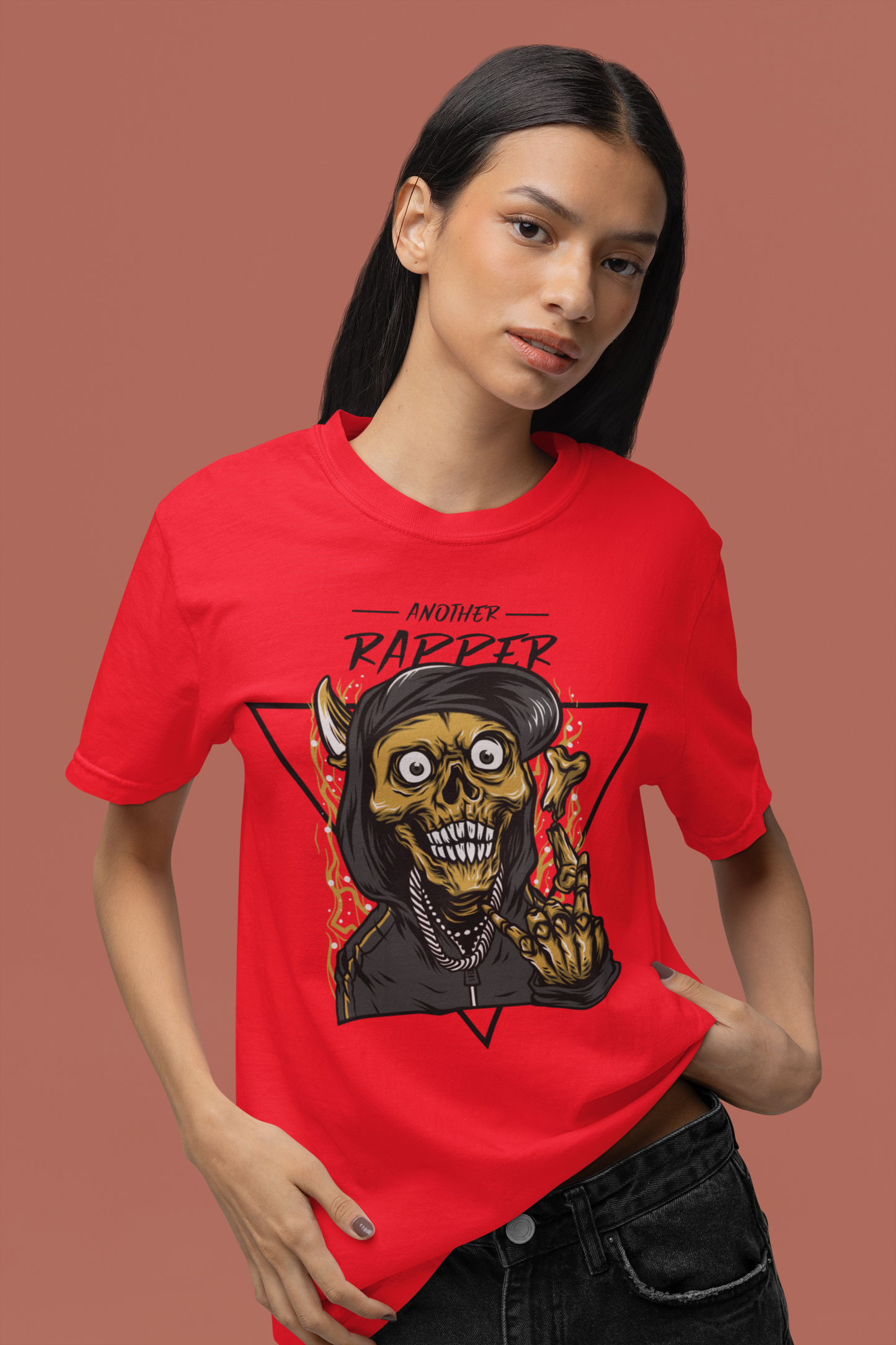 Premium Cotton Red Graphic T-Shirt for Women - Rapper - Emonke Store