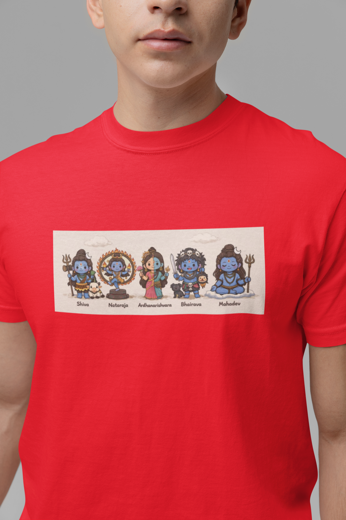 Graphic T-Shirt for Men | Premium Cotton | Shiva & Shakti Print | Regular Fit | White, Black, Red & Yellow