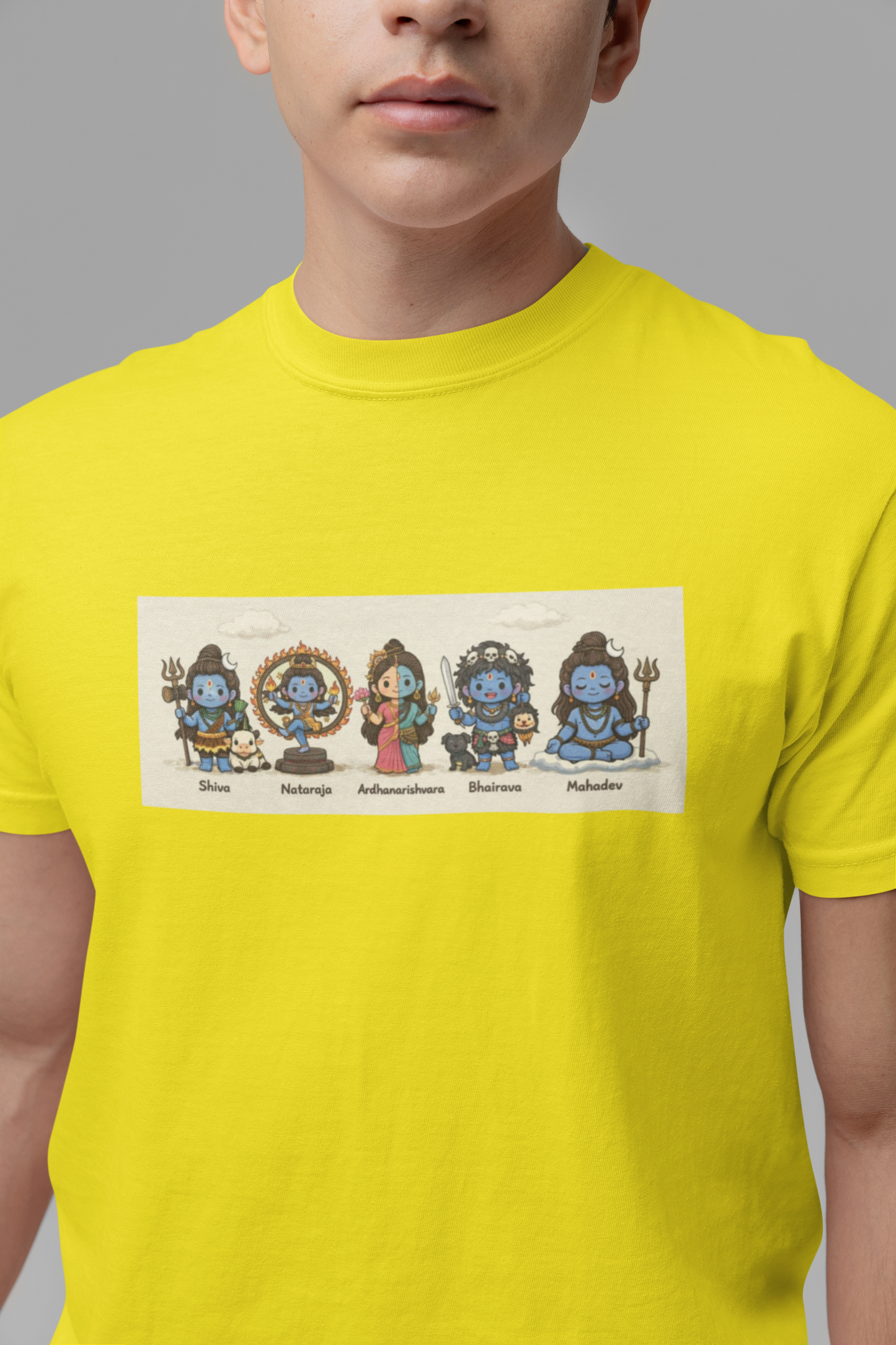Graphic T-Shirt for Men | Premium Cotton | Shiva & Shakti Print | Regular Fit | White, Black, Red & Yellow