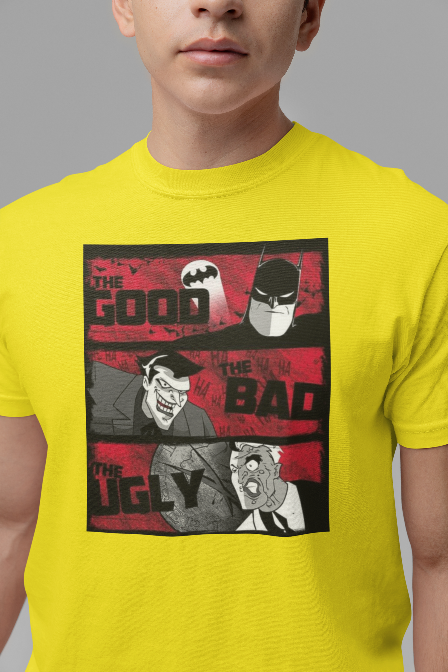 Yellow Graphic T-Shirt for Men | Premium Cotton | Batman Print | Regular Fit - Emonke Store