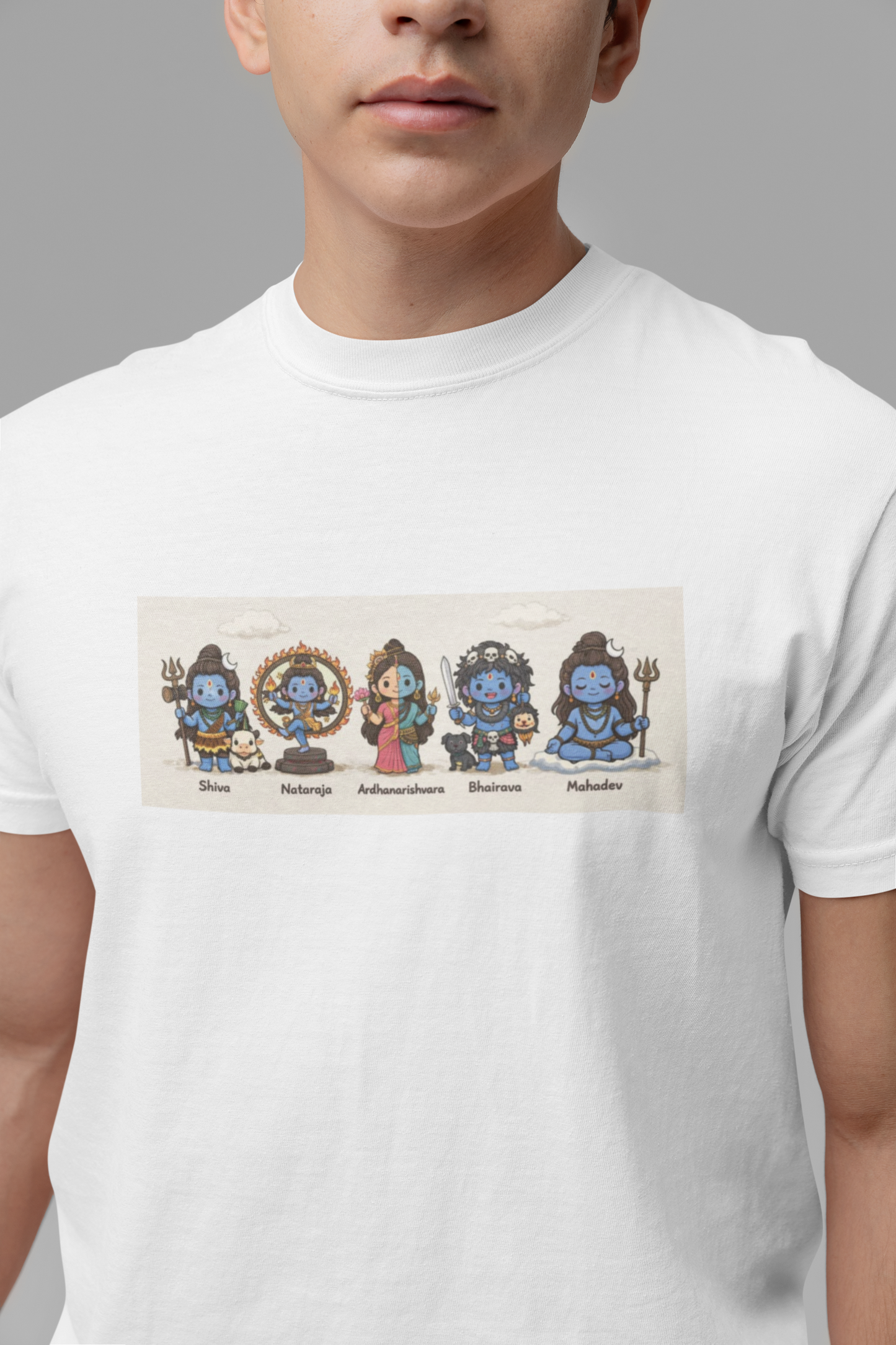 Graphic T-Shirt for Men | Premium Cotton | Shiva & Shakti Print | Regular Fit | White, Black, Red & Yellow