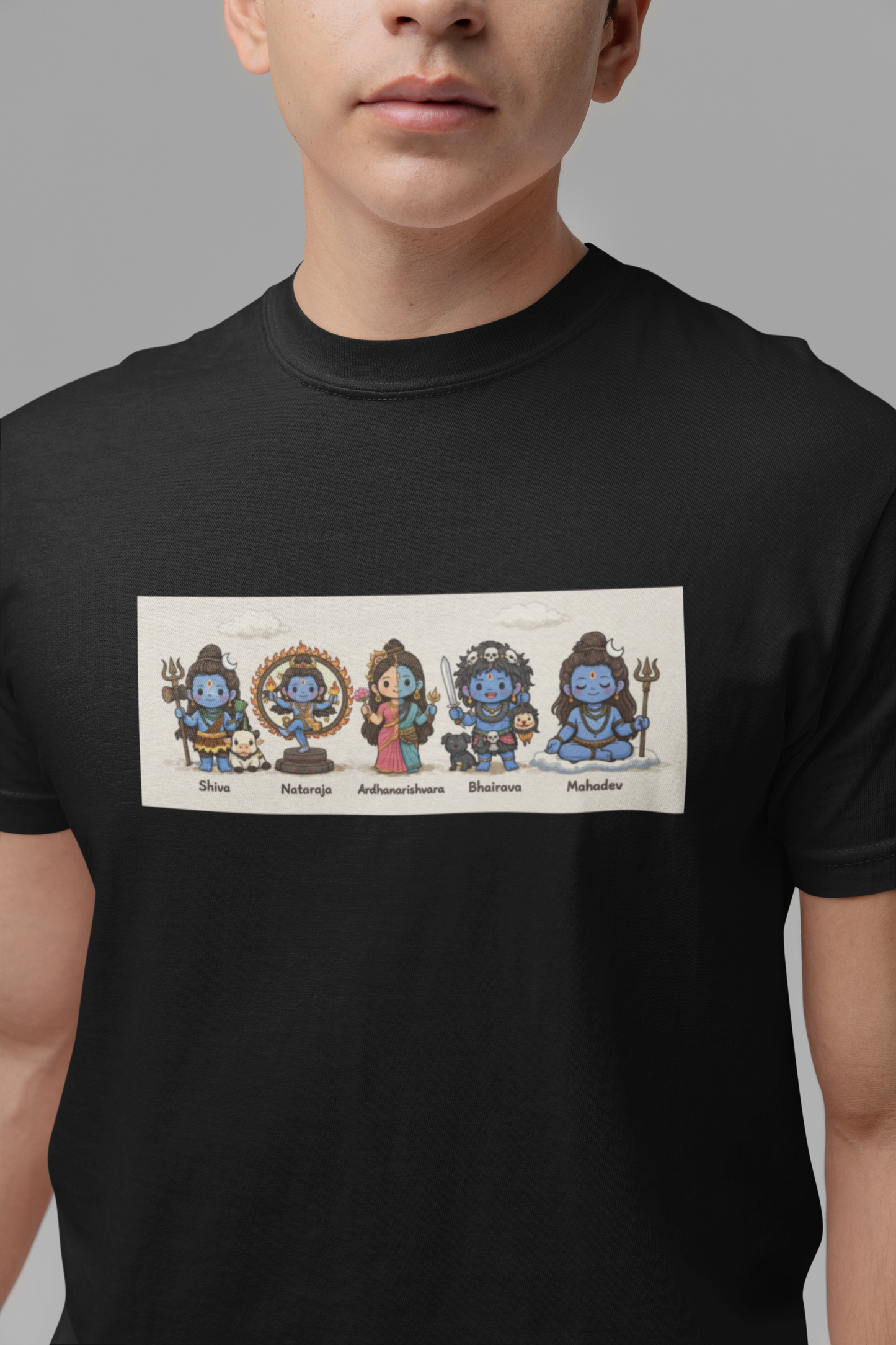 Graphic T-Shirt for Men | Premium Cotton | Shiva & Shakti Print | Regular Fit | White, Black, Red & Yellow