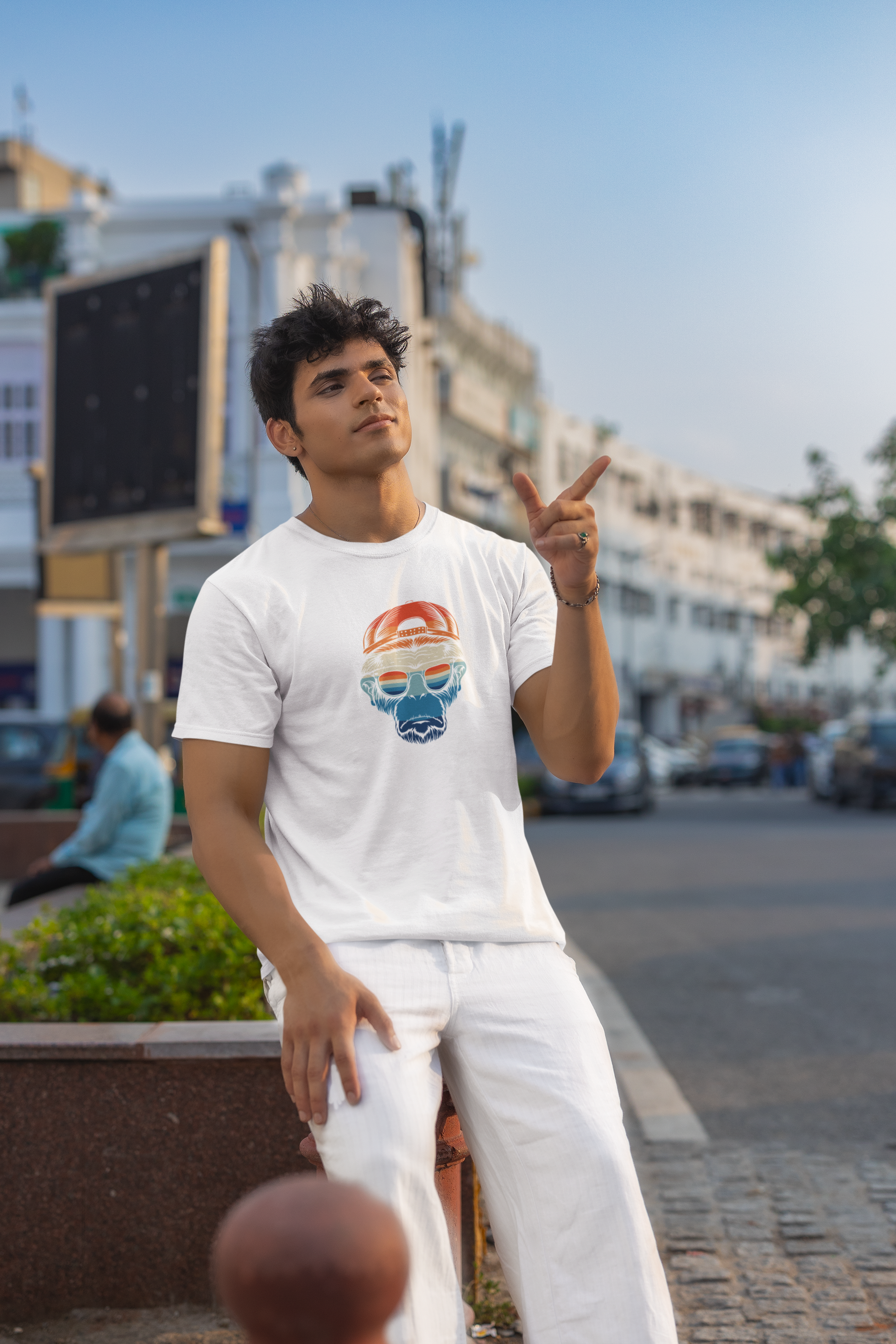 Premium Cotton White Graphic T-Shirt for Men - Chimp - Emonke Store