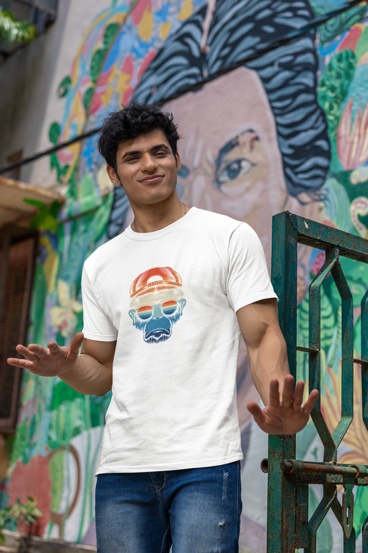 Premium Cotton White Graphic T-Shirt for Men - Chimp - Emonke Store