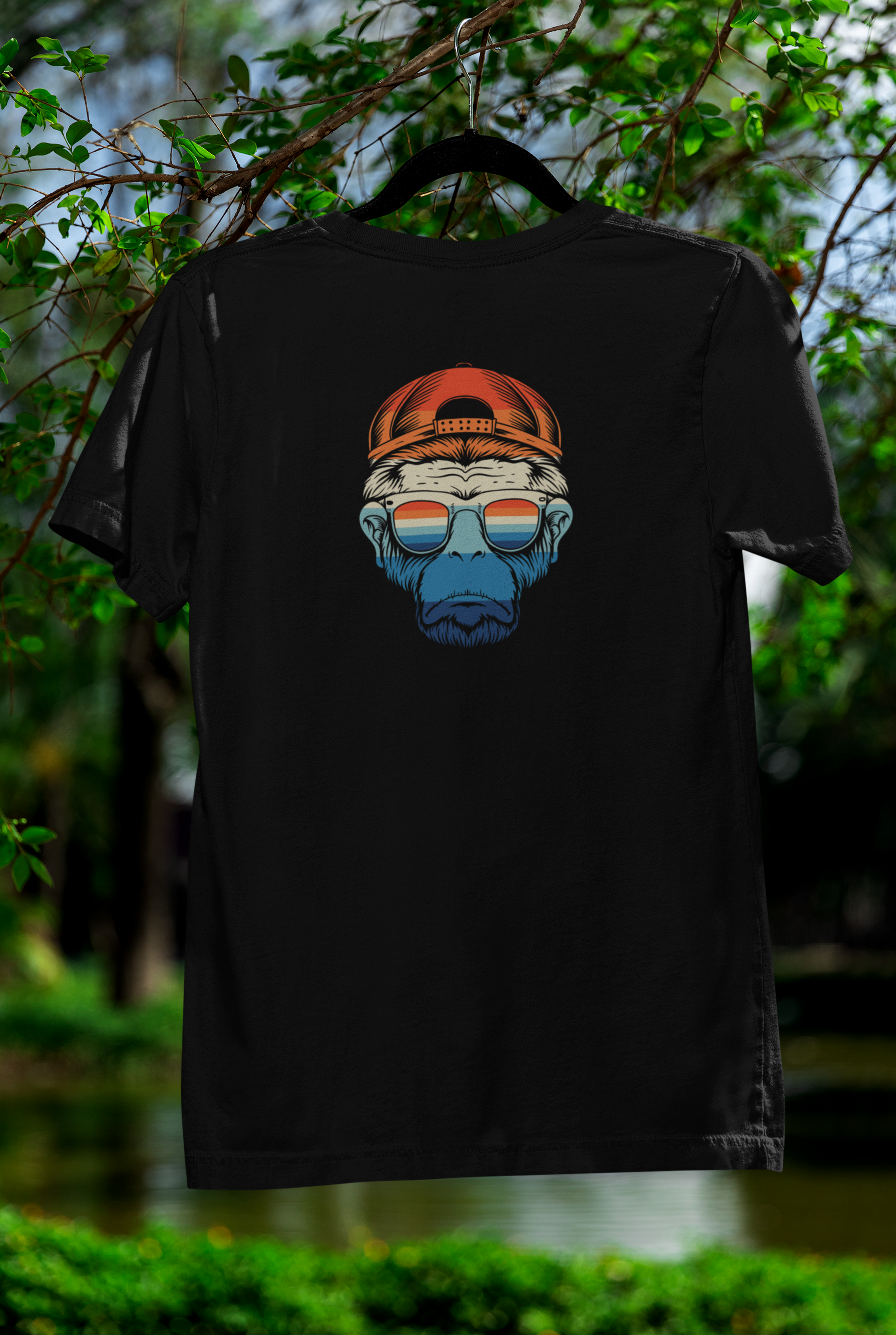 Black Graphic T-Shirt for Men | Premium Cotton | Chimp Print | Regular Fit - Emonke Store