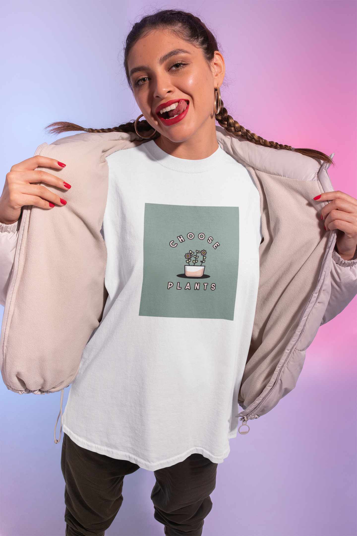 Premium Cotton White Graphic T-Shirt for Women - Plant Lover - Emonke Store