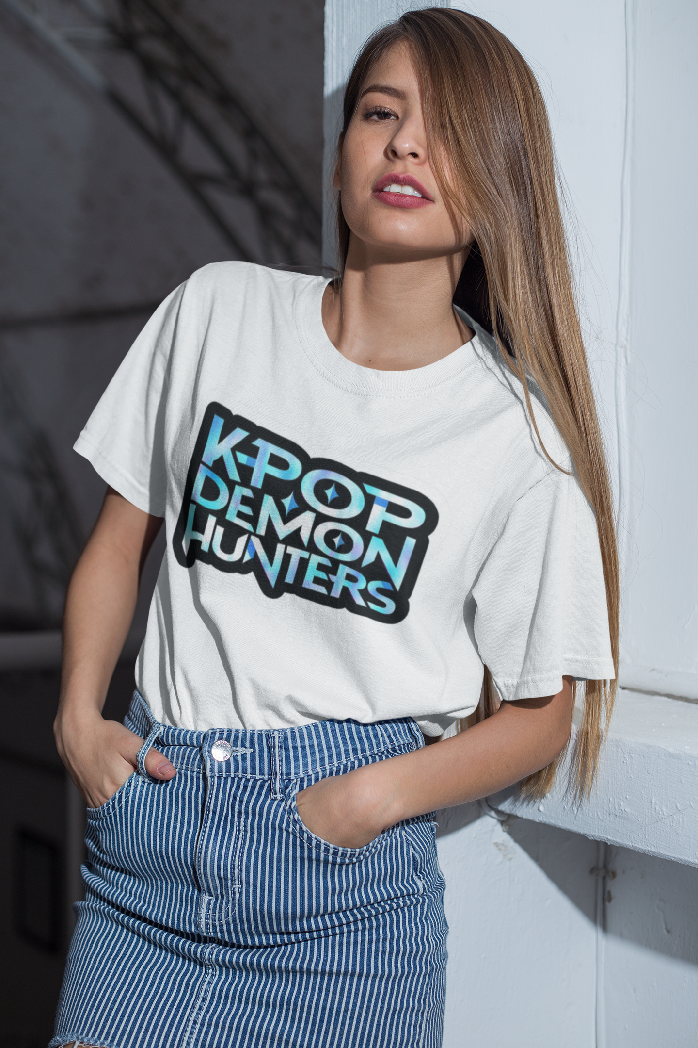 Premium Cotton White Graphic T-Shirt for Women - K-Pop Demon Hunters